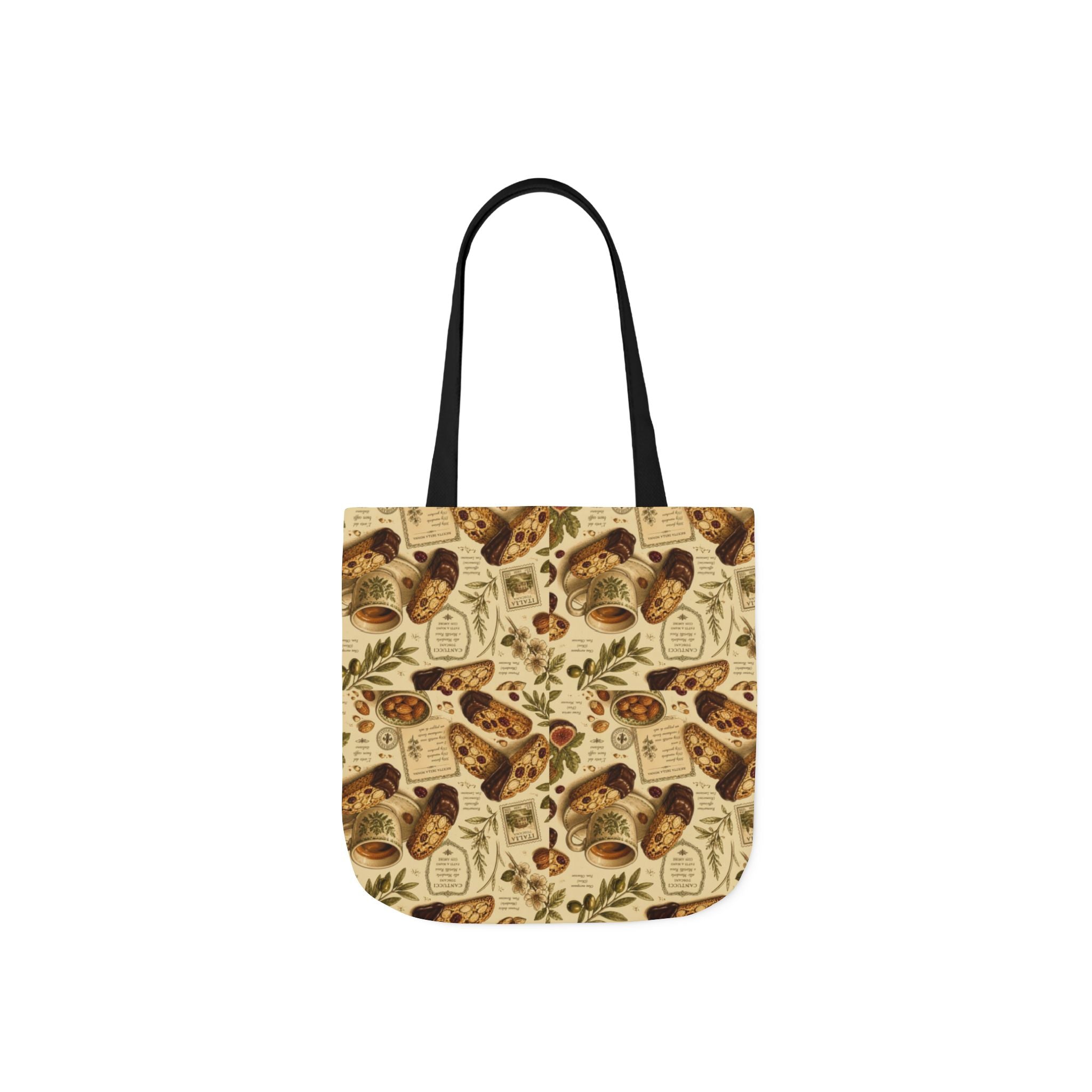 Almond Biscotti Canvas Tote Bag Mediterranean Kitchen Botanical Design Italian Cottagecore Gift