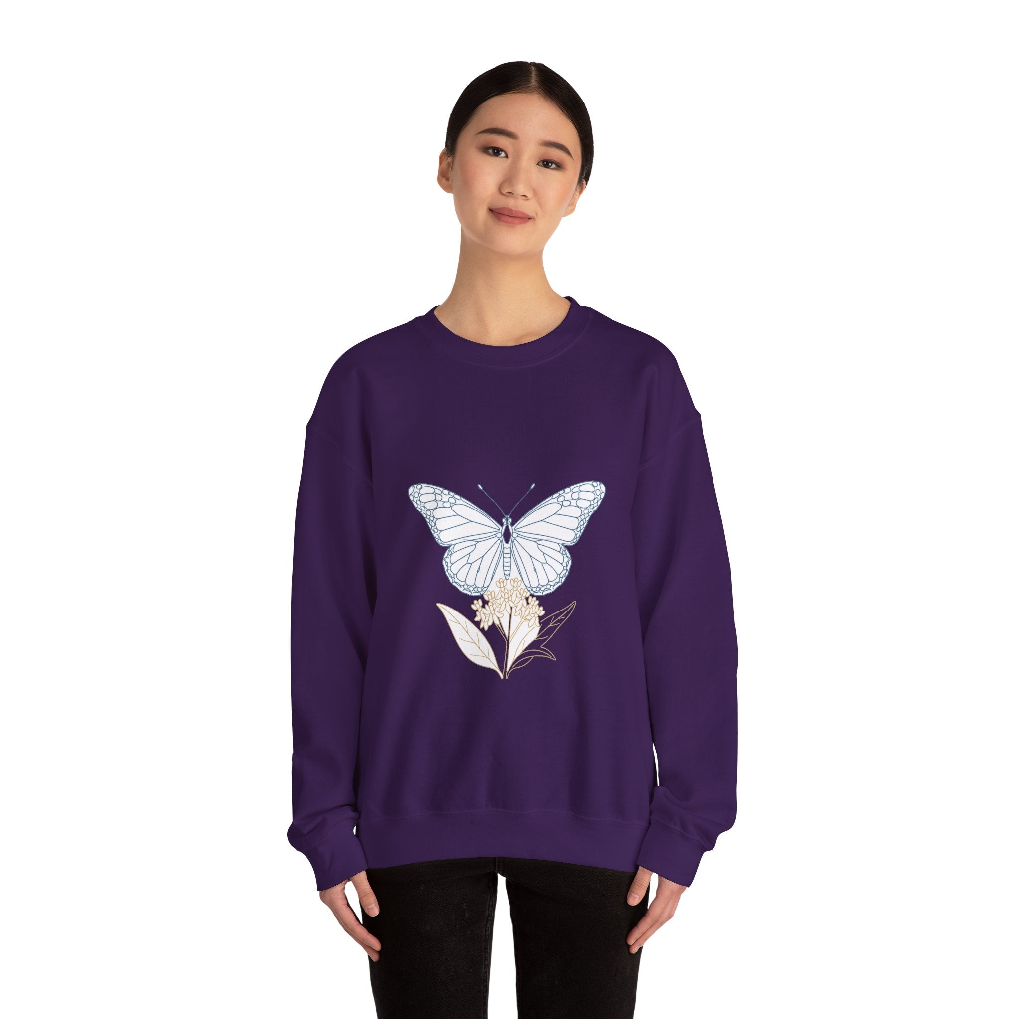 Matching Couple Sweatshirt - Butterfly & Moth Matching Couple Comfort Colors Crew Minimalist Art His Hers Christmas Gift - Design A