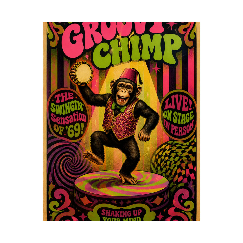 Dancing Monkey Wall Art Poster 18×24 Psychedelic Cafe Decor Maximalist Print