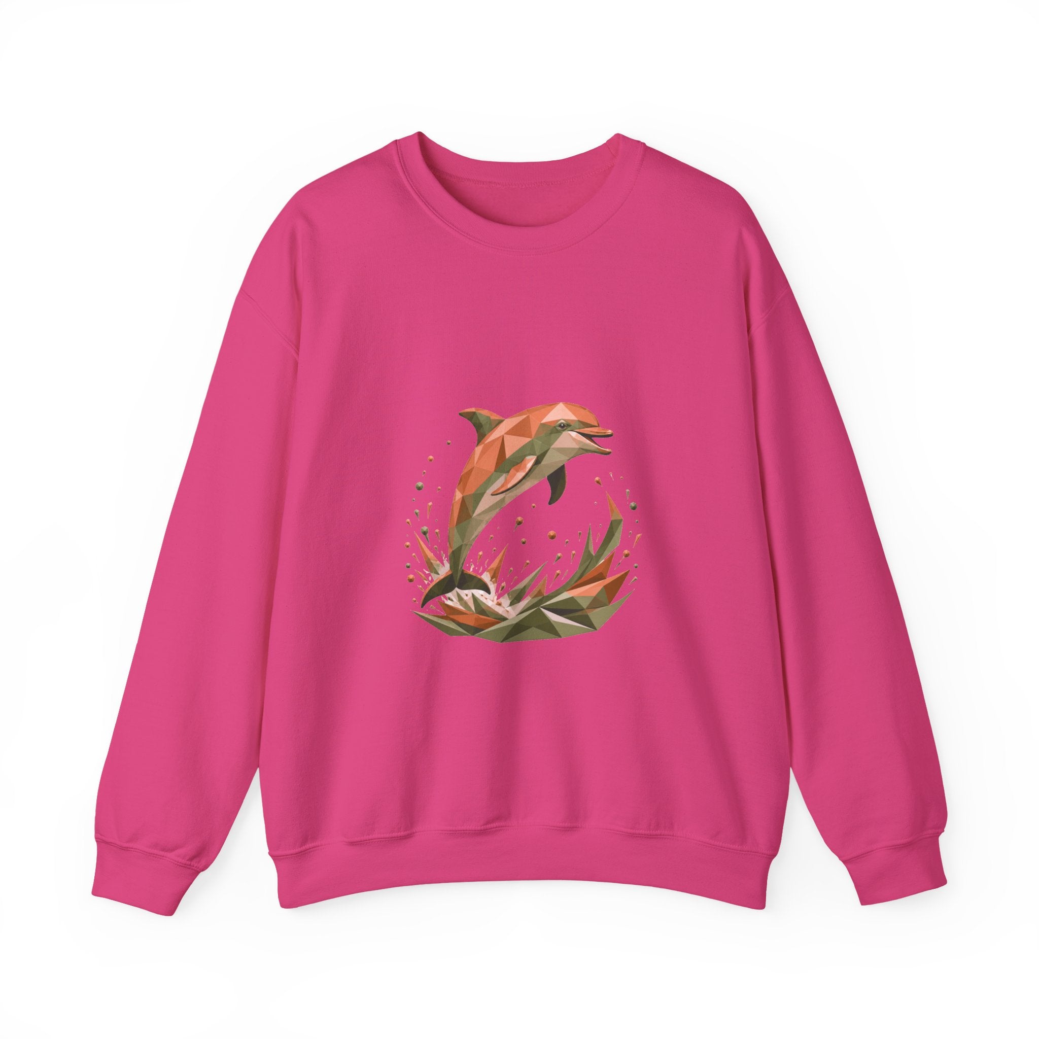 Matching Couple Sweatshirt - Shark & Dolphin Matching Couple Crewneck Sweatshirt Geometric Art His Hers Couple Gift - Design B