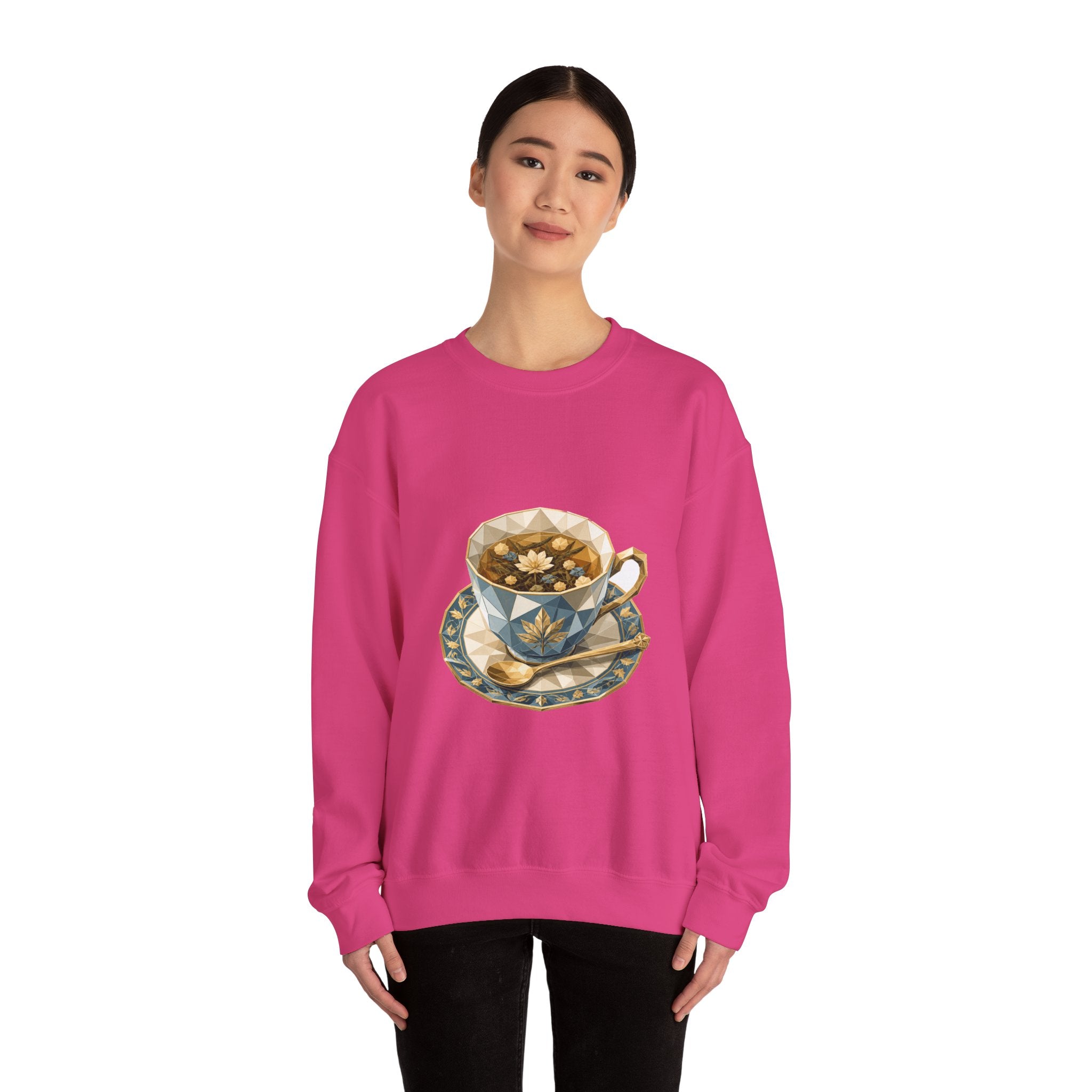 Matching Couple Sweatshirt - Coffee & Tea Matching Couple Premium Fleece Sweatshirt Geometric Art His Hers Love Gift - Design B