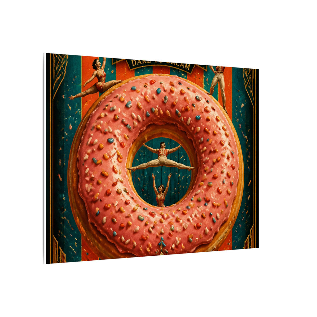 Donut Circus Ring Wall Art Canvas 24×36 Art Deco Bar Area Decor Maximalist Print