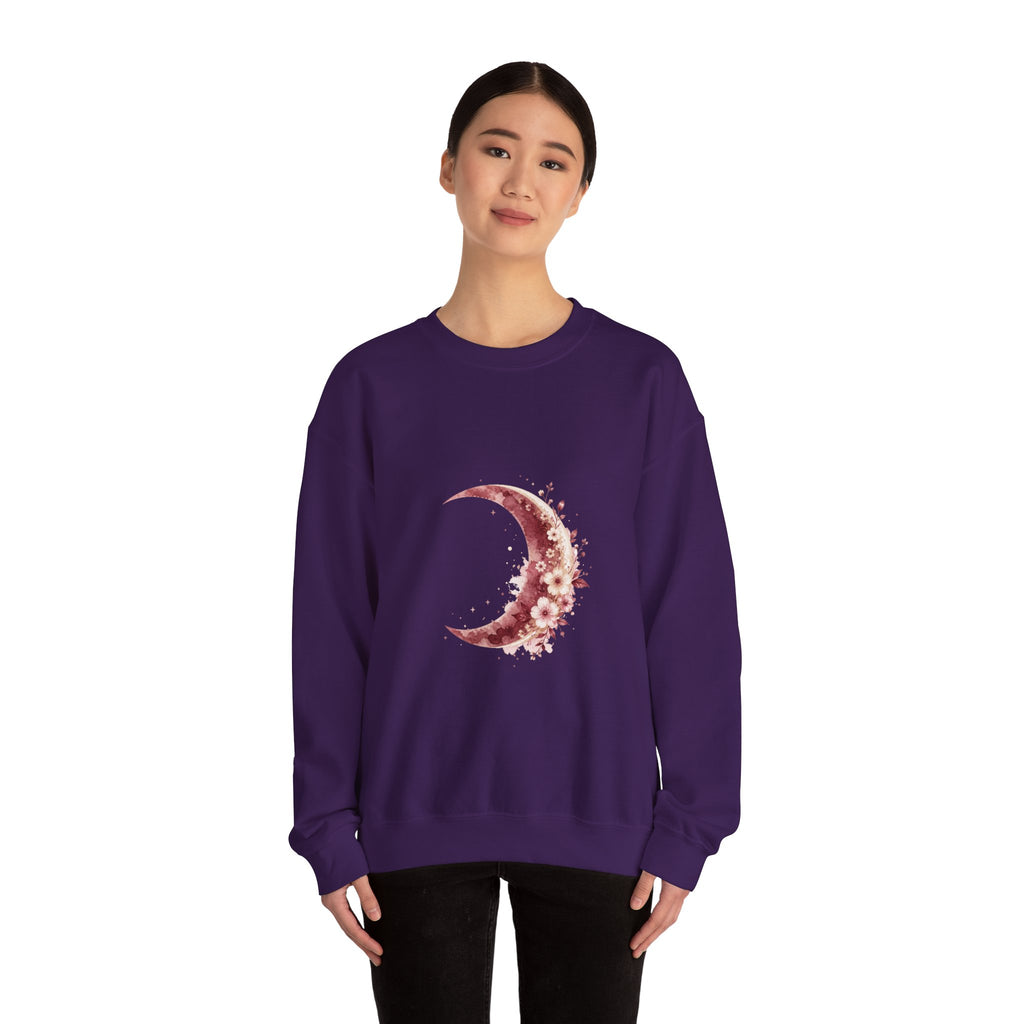 Matching Couple Sweatshirt - Waxing & Waning Moon Matching Couple Premium Fleece Sweatshirt Watercolor Art His Hers Birthday Gift - Design A