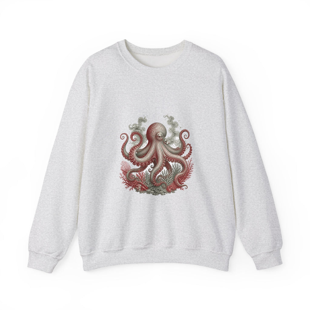 Matching Couple Sweatshirt - Octopus & Jellyfish Matching Couple Crewneck Sweatshirt Vintage Art His Hers Wedding Gift - Design A