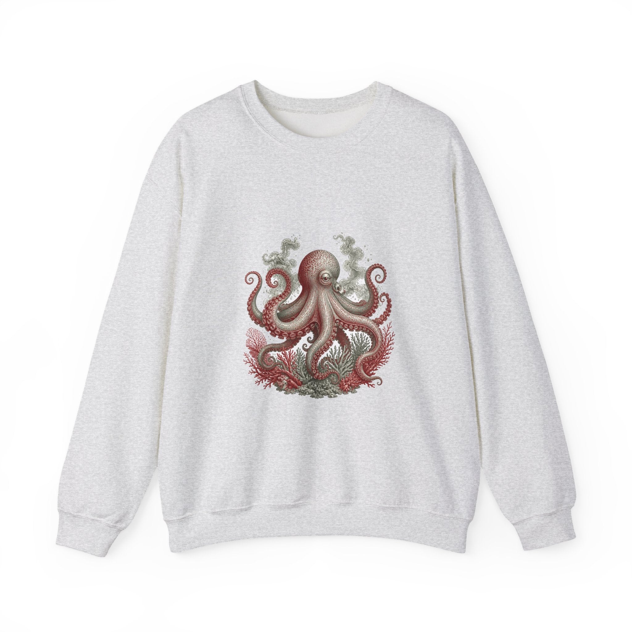 Matching Couple Sweatshirt - Octopus & Jellyfish Matching Couple Crewneck Sweatshirt Vintage Art His Hers Wedding Gift - Design A