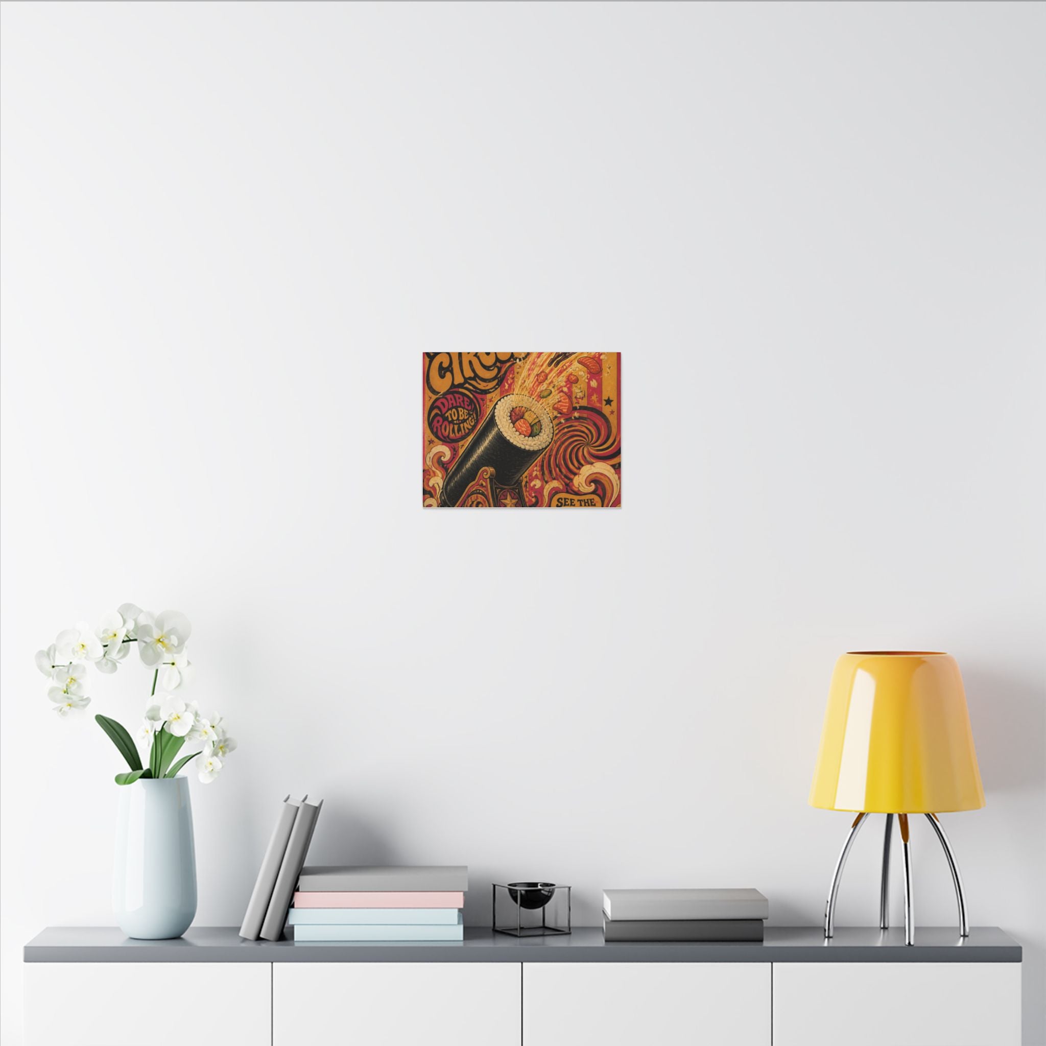 Sushi Roll Cannon Wall Art Canvas 24×36 Psychedelic Dining Room Decor Maximalist Print