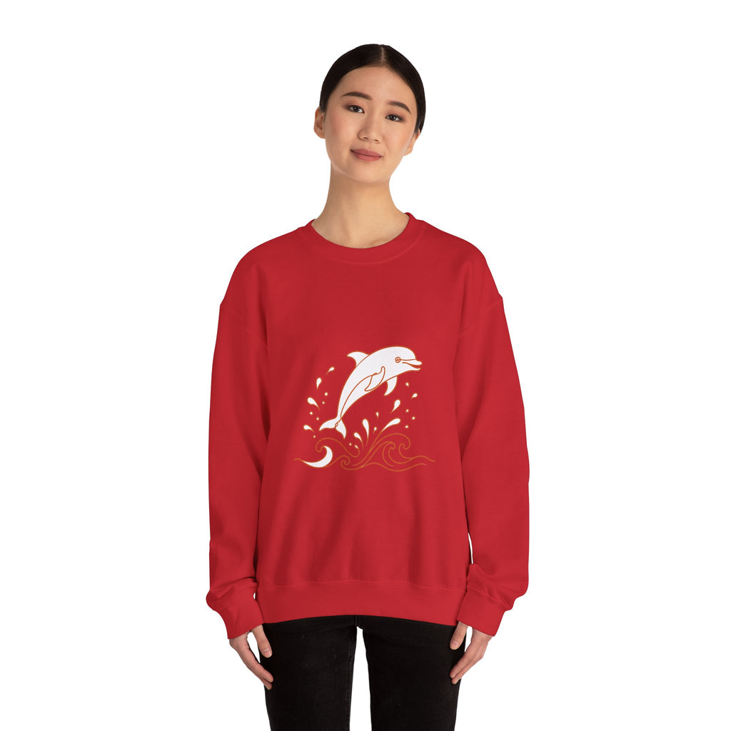Matching Couple Sweatshirt - Shark & Dolphin Matching Couple Crewneck Sweatshirt Minimalist Art His Hers Valentine Gift - Design B