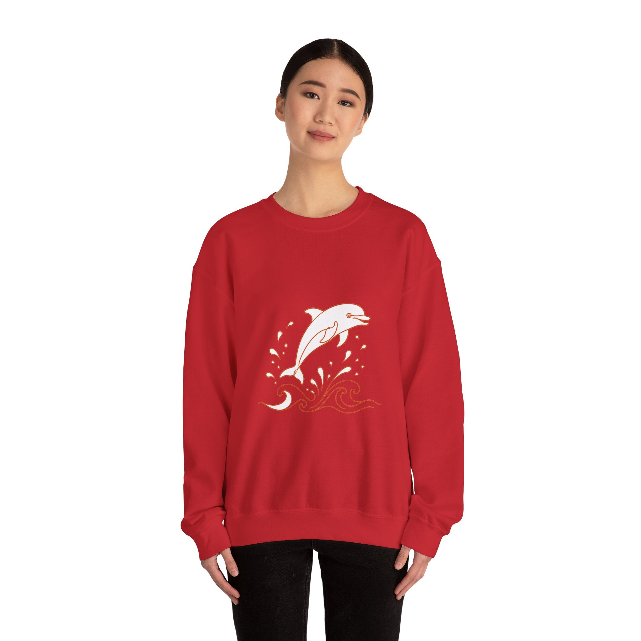 Matching Couple Sweatshirt - Shark & Dolphin Matching Couple Crewneck Sweatshirt Minimalist Art His Hers Valentine Gift - Design B