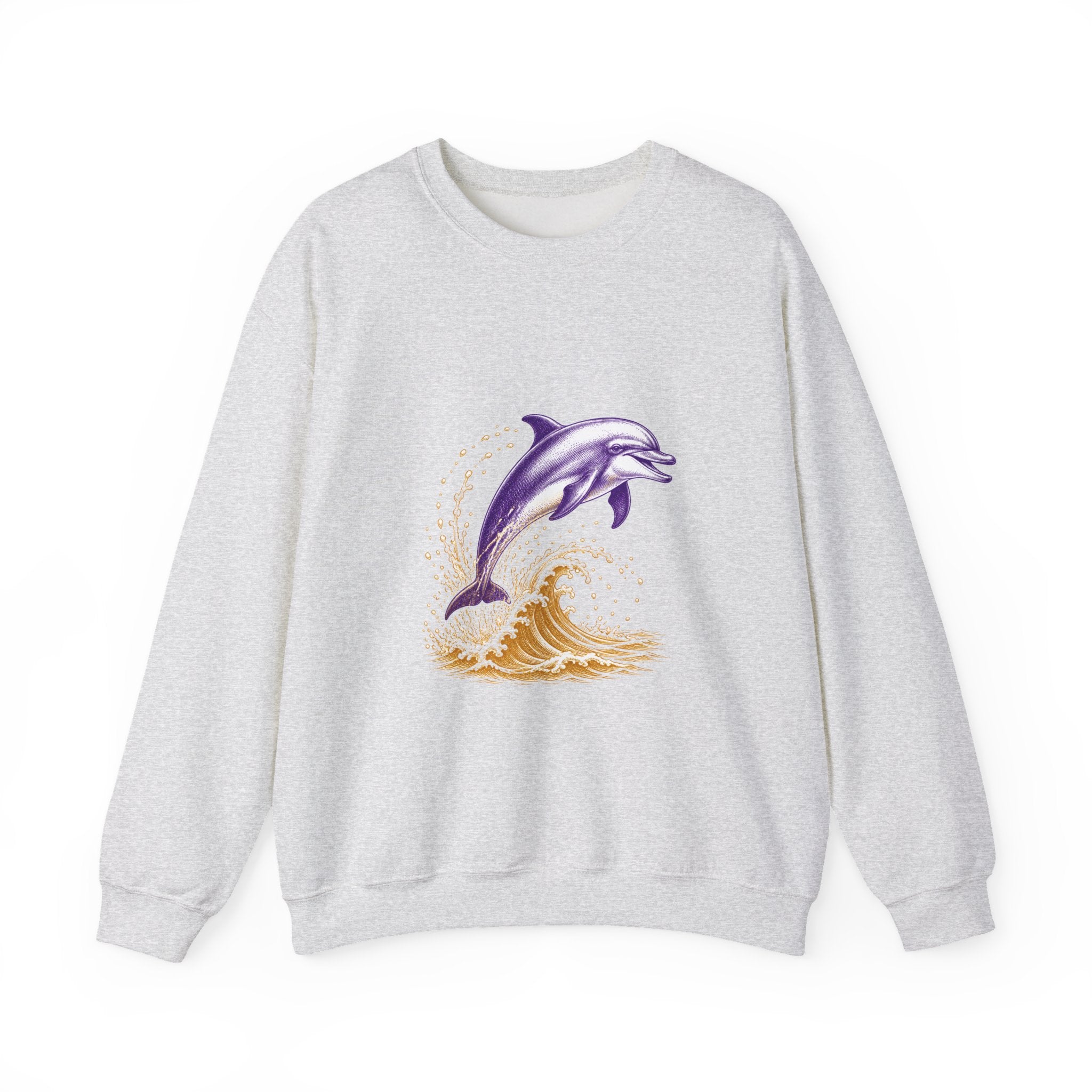 Matching Couple Sweatshirt - Shark & Dolphin Matching Couple Crewneck Sweatshirt Vintage Art His Hers Wedding Gift - Design B