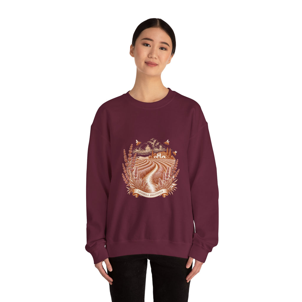 Matching Couple Sweatshirt - Lavender Fields & Canyon Matching Couple Premium Fleece Sweatshirt Vintage Art His Hers Honeymoon Gift - Design A
