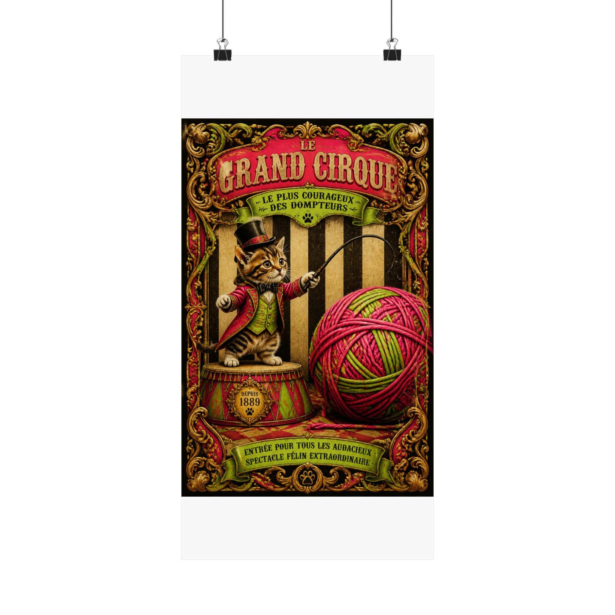 Cat Lion Tamer Wall Art Poster 18×24 Baroque Home Office Decor Maximalist Print