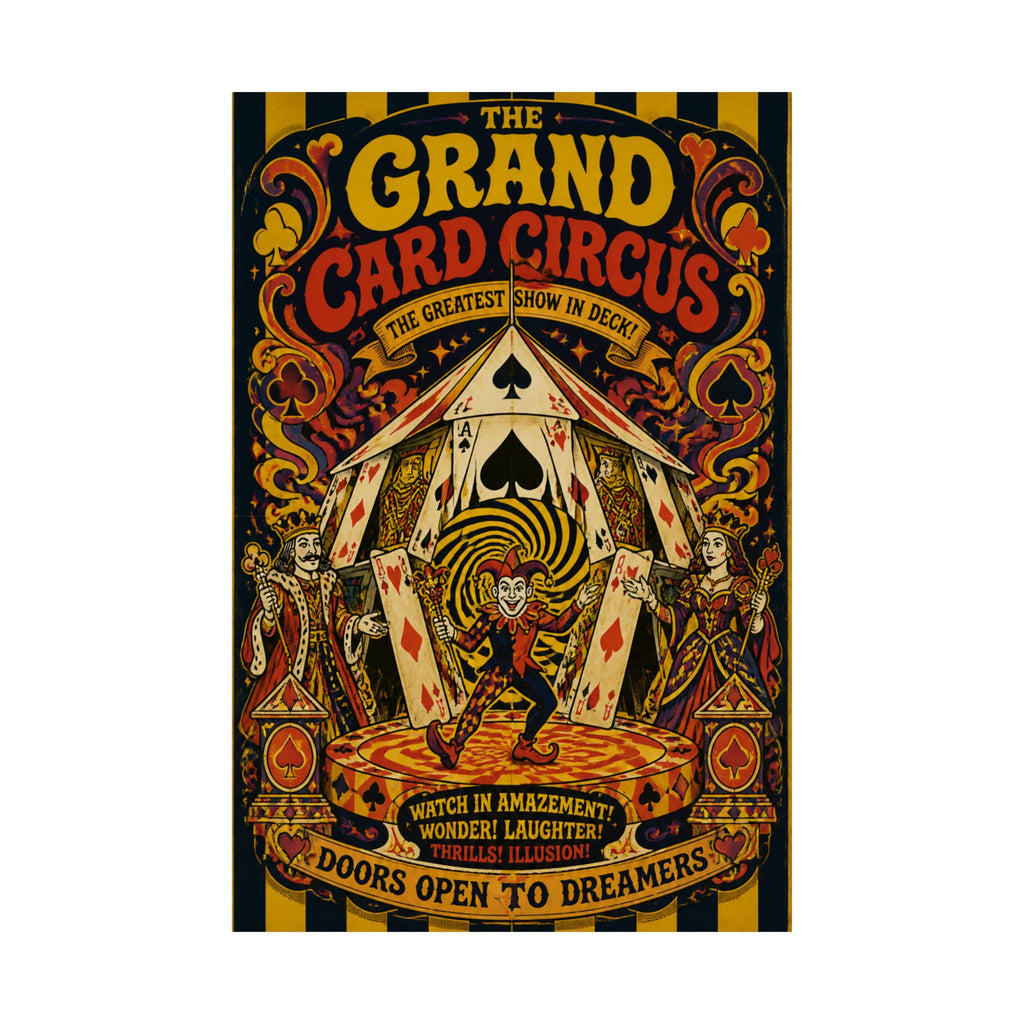 Playing Cards Tent Wall Art Poster 24×36 Psychedelic Dining Room Decor Maximalist Print