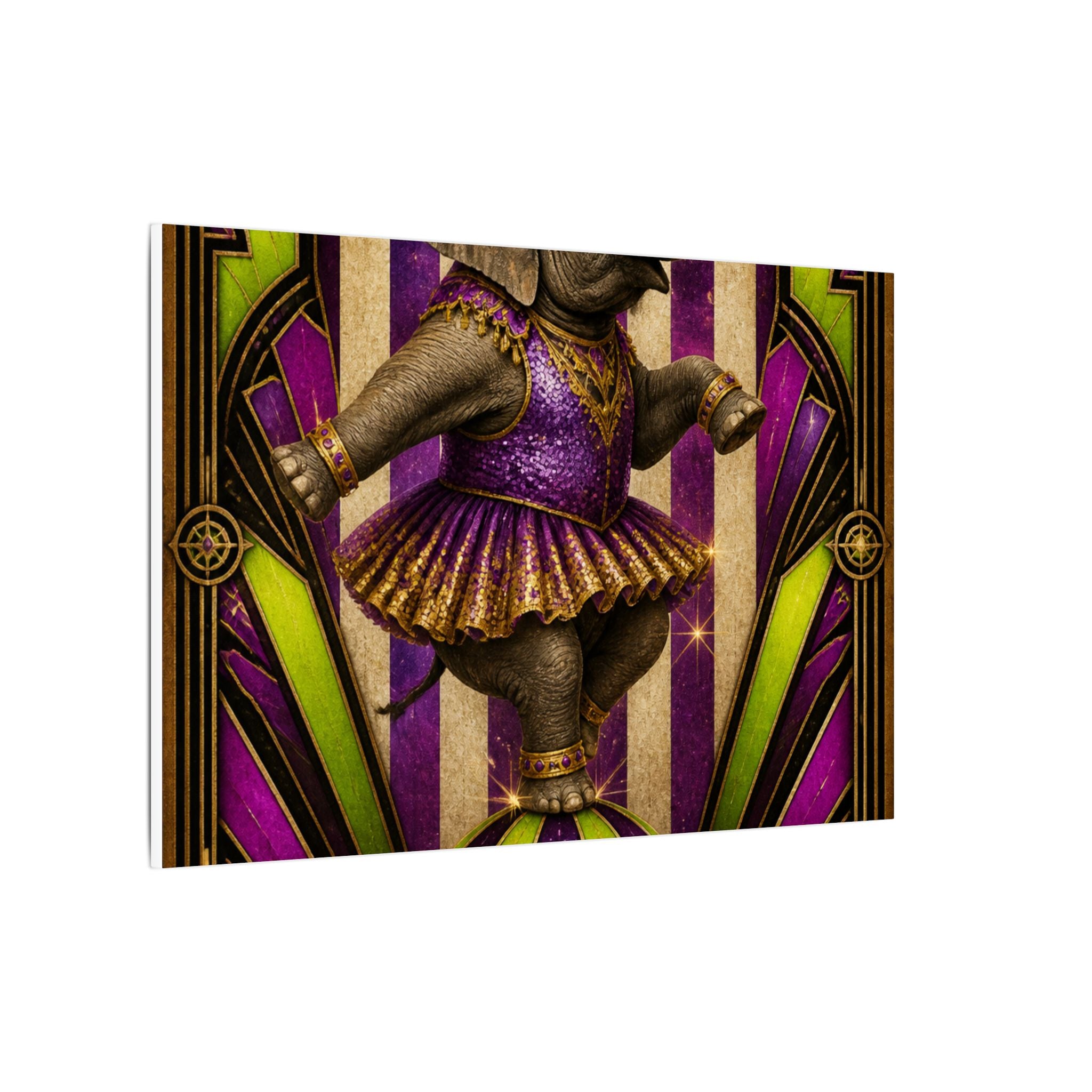 Elephant on Ball Wall Art Canvas 24×36 Art Deco Bar Area Decor Maximalist Print