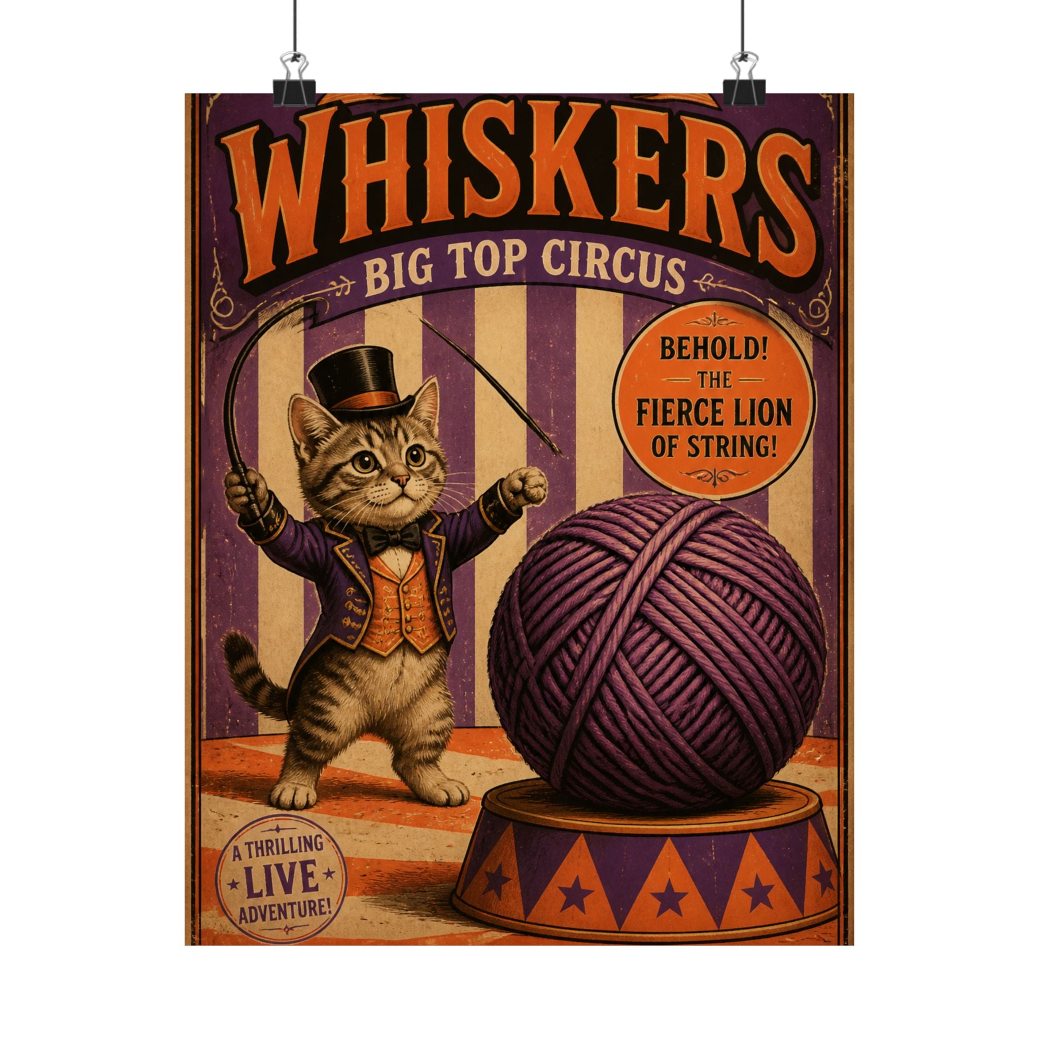 Cat Lion Tamer Wall Art Poster 24×36 Vintage Circus Bedroom Decor Maximalist Print