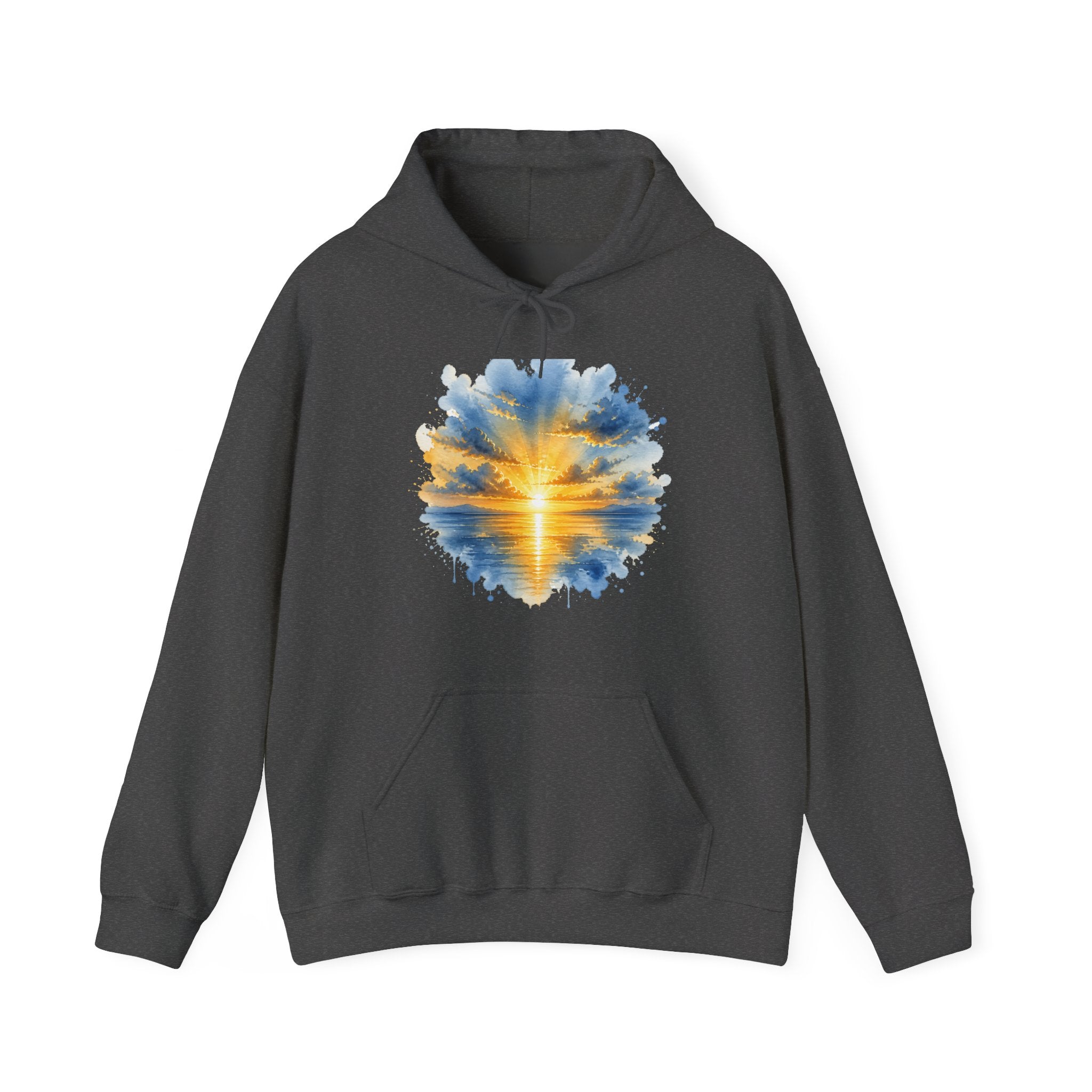 Matching Couple Sweatshirt - Sunrise & Sunset Matching Couple Hooded Sweatshirt Watercolor Art His Hers Engagement Gift - Design A