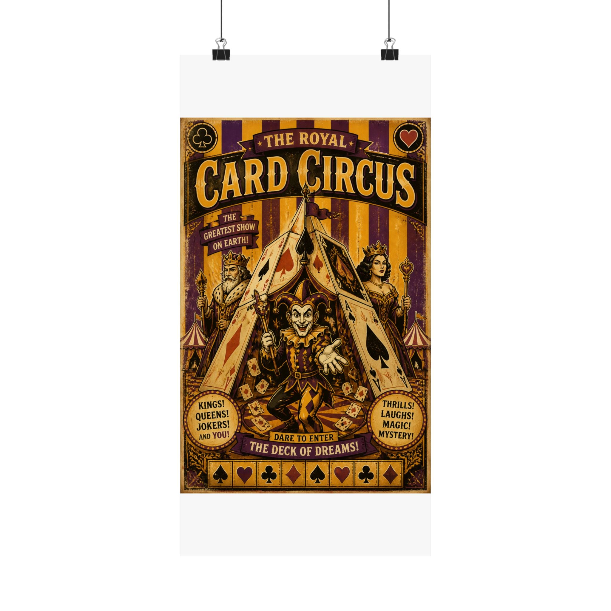Playing Cards Tent Wall Art Poster 24×36 Vintage Circus Bedroom Decor Maximalist Print