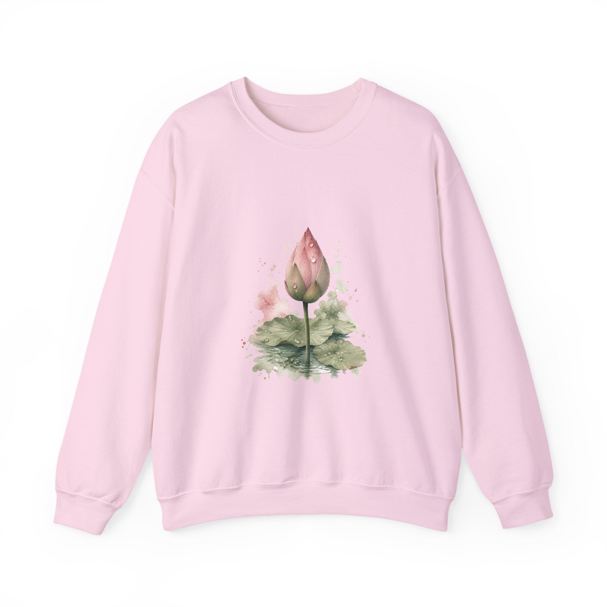 Matching Couple Sweatshirt - Open & Closed Lotus Matching Couple Premium Fleece Sweatshirt Watercolor Art His Hers Birthday Gift - Design B