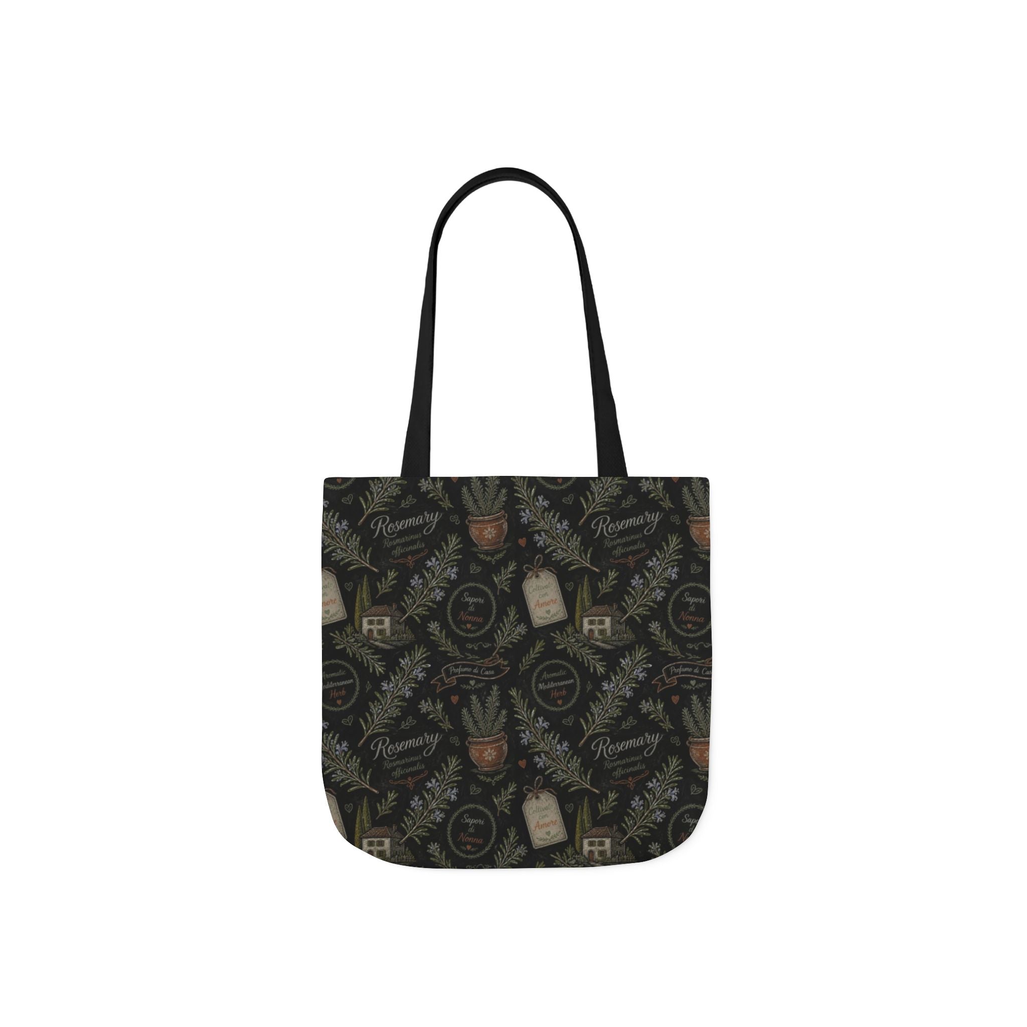 Rosemary Sprigs Canvas Tote Bag Mediterranean Kitchen Chalk Art Design Italian Cottagecore Gift