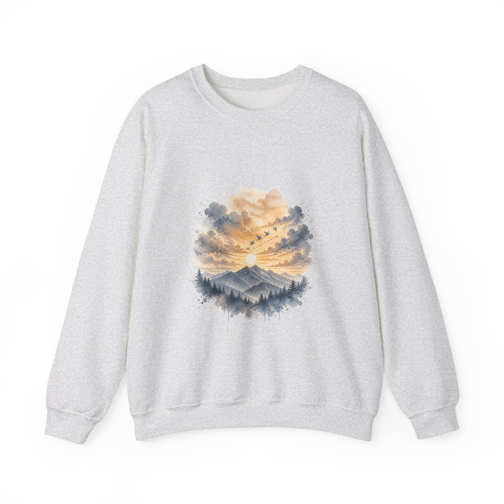 Matching Couple Sweatshirt - Sunrise & Sunset Matching Couple Premium Fleece Sweatshirt Watercolor Art His Hers Birthday Gift - Design B