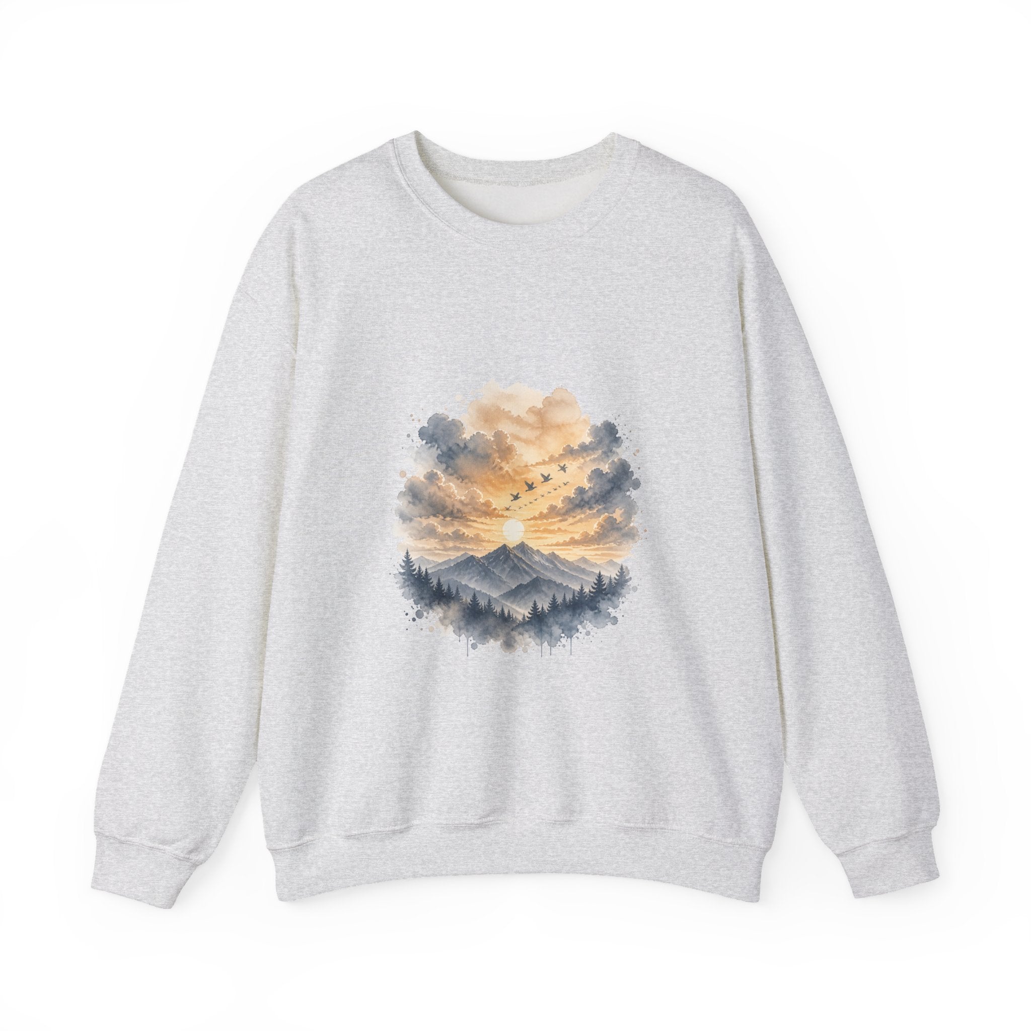 Matching Couple Sweatshirt - Sunrise & Sunset Matching Couple Premium Fleece Sweatshirt Watercolor Art His Hers Birthday Gift - Design B