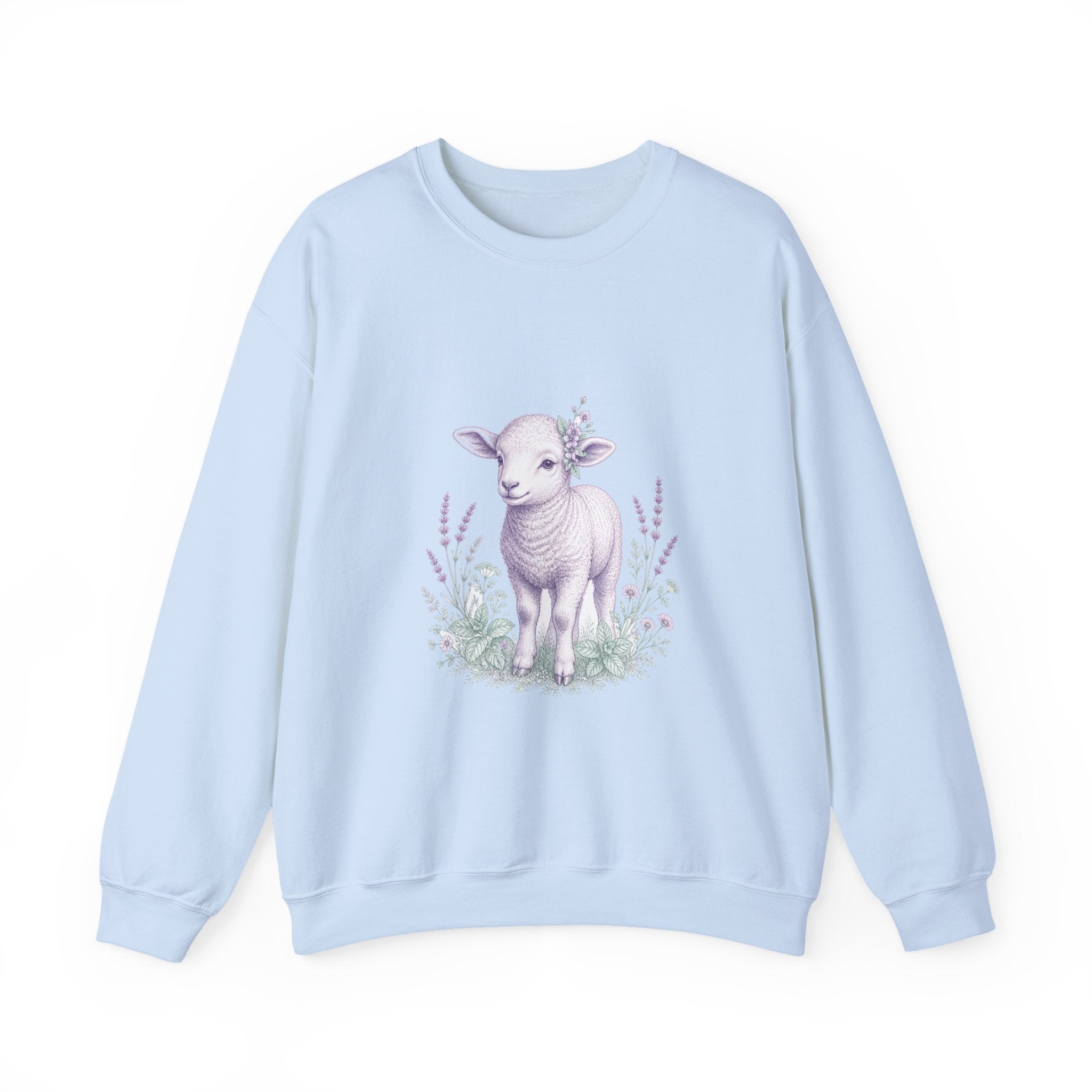 Matching Couple Sweatshirt - Lion & Lamb Matching Couple Crewneck Sweatshirt Vintage Art His Hers Wedding Gift - Design B