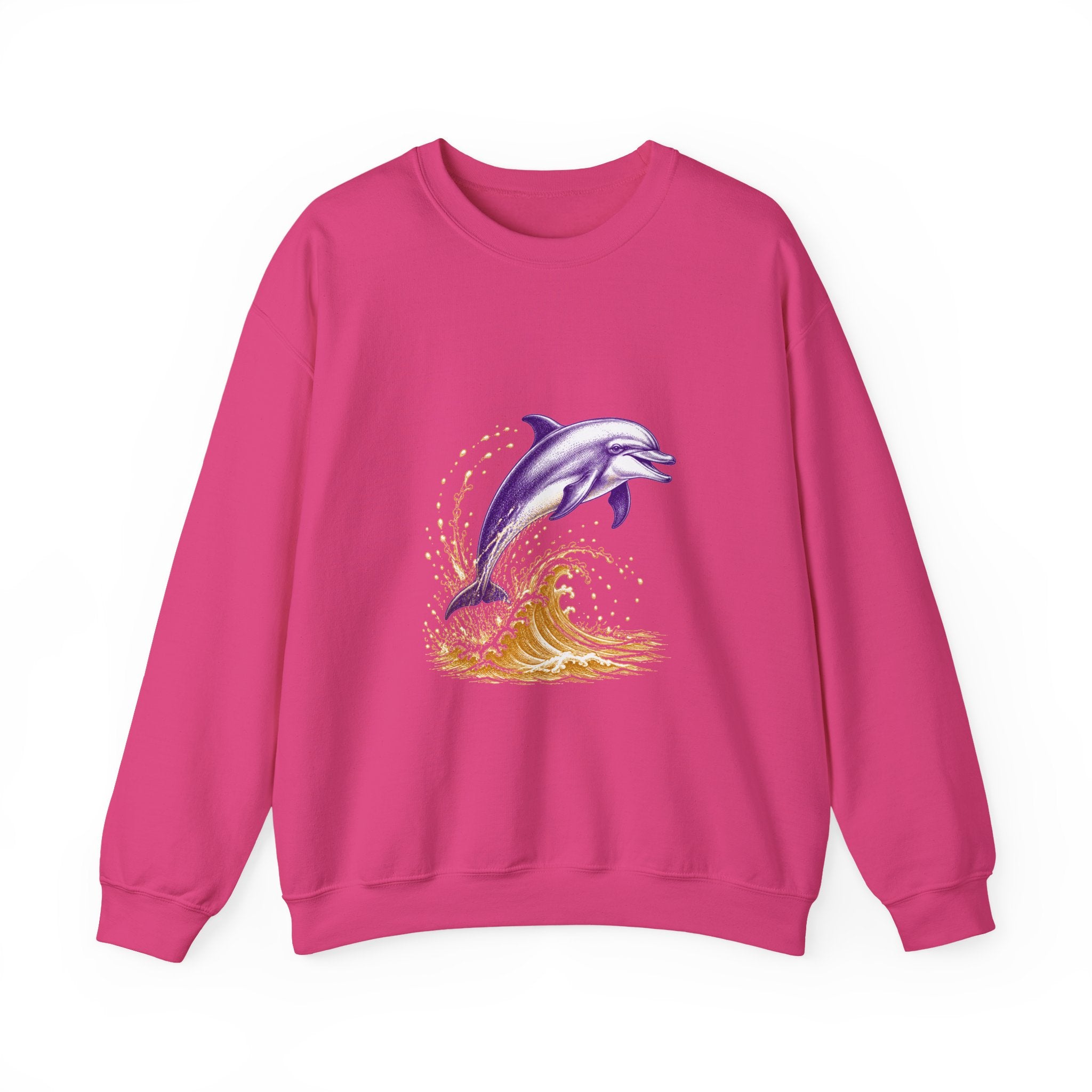 Matching Couple Sweatshirt - Shark & Dolphin Matching Couple Crewneck Sweatshirt Vintage Art His Hers Wedding Gift - Design B
