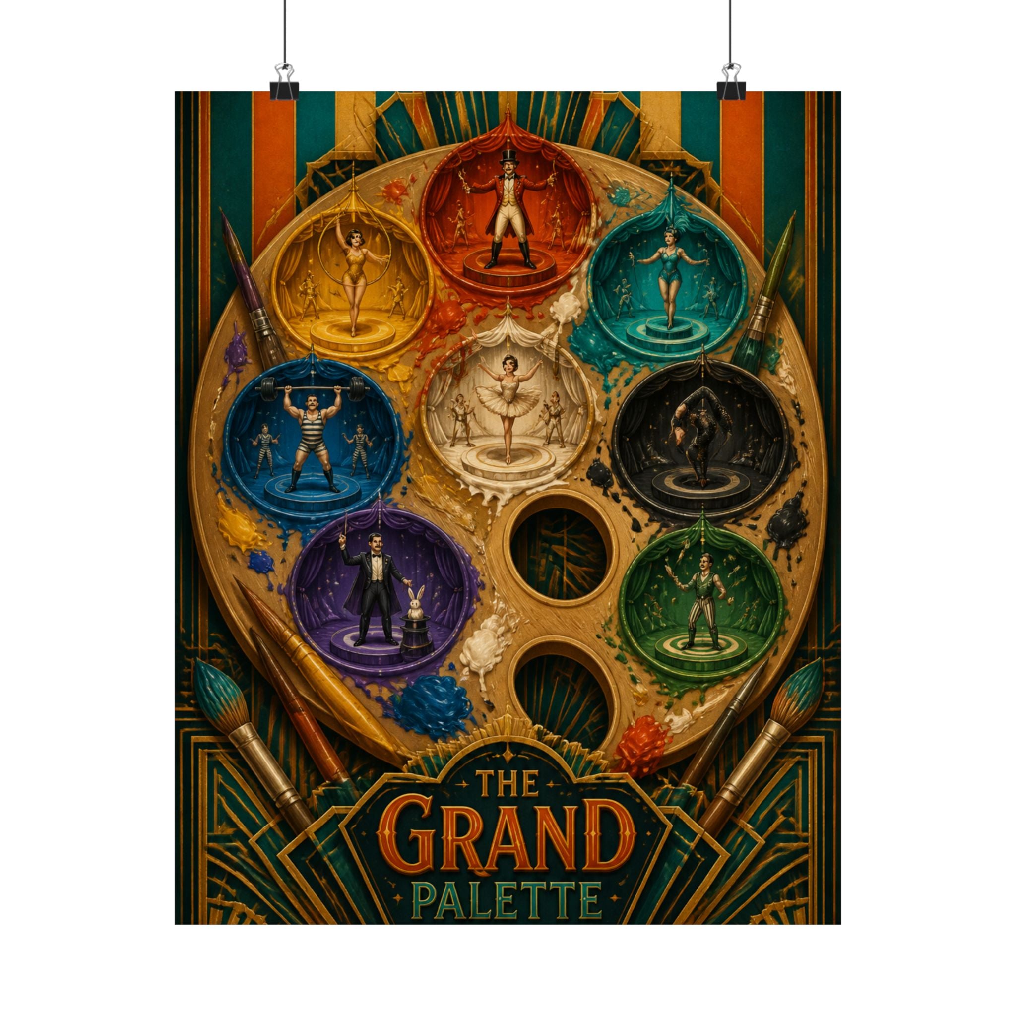 Paint Palette Stage Wall Art Poster 18×24 Art Deco Entryway Decor Maximalist Print