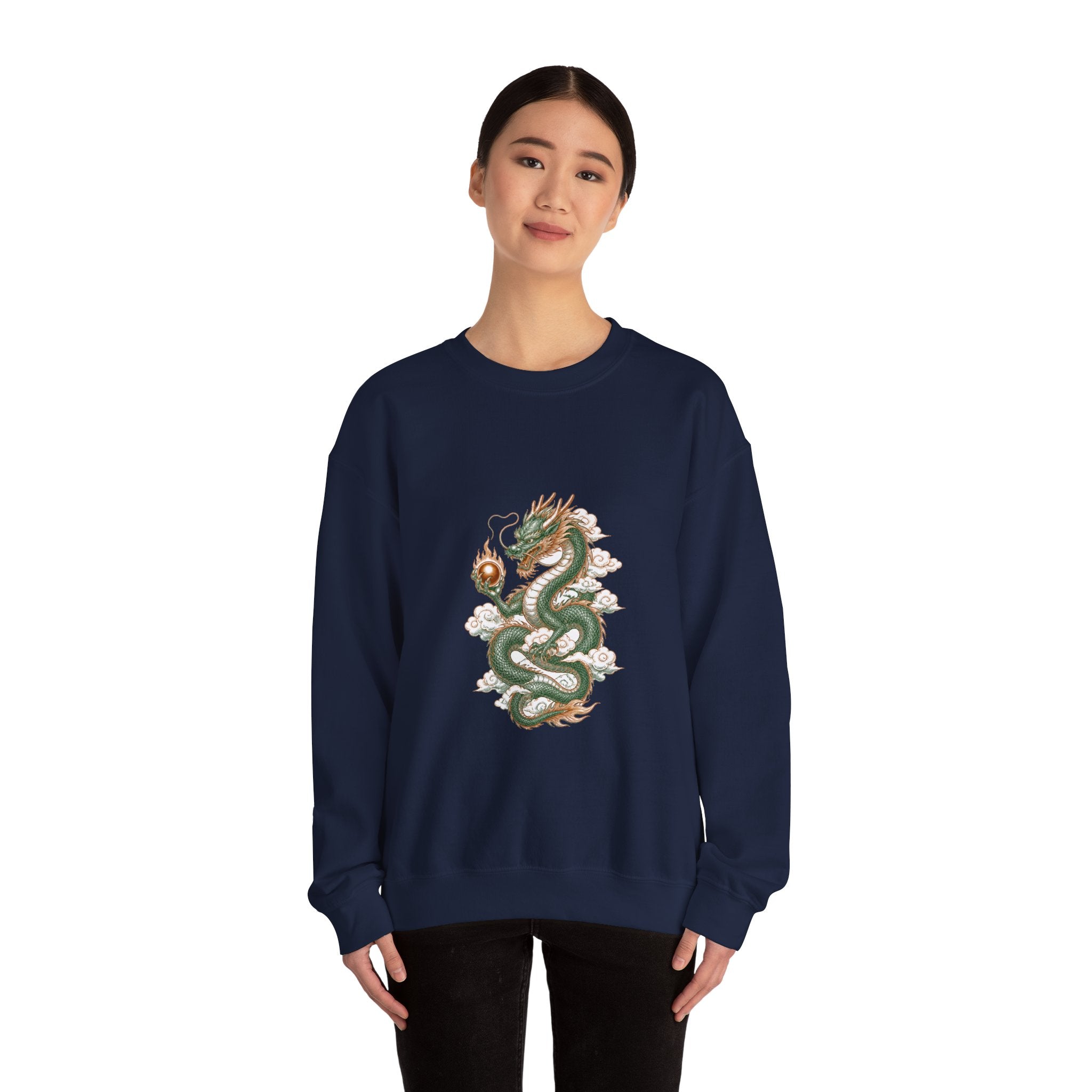 Matching Couple Sweatshirt - Dragon & Phoenix Matching Couple Comfort Colors Crew Hand-Drawn Art His Hers Anniversary Gift - Design A