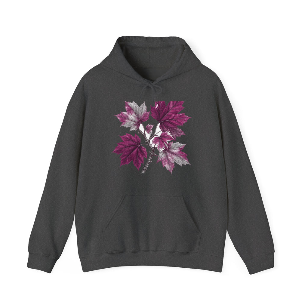 Matching Couple Sweatshirt - Cherry Blossom & Maple Leaf Matching Couple Hooded Sweatshirt Hand-Drawn Art His Hers Best Friend Gift - Design B