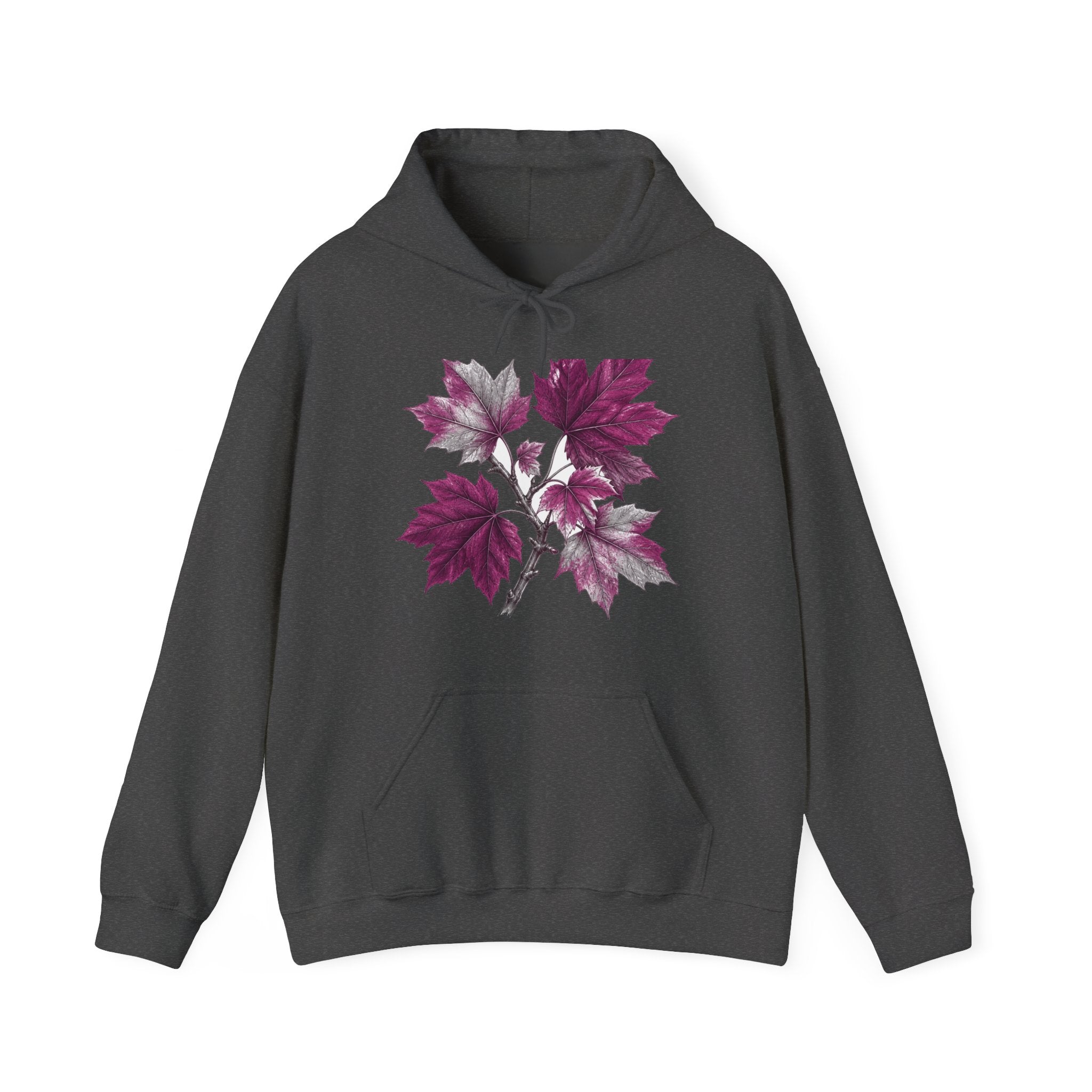 Matching Couple Sweatshirt - Cherry Blossom & Maple Leaf Matching Couple Hooded Sweatshirt Hand-Drawn Art His Hers Best Friend Gift - Design B