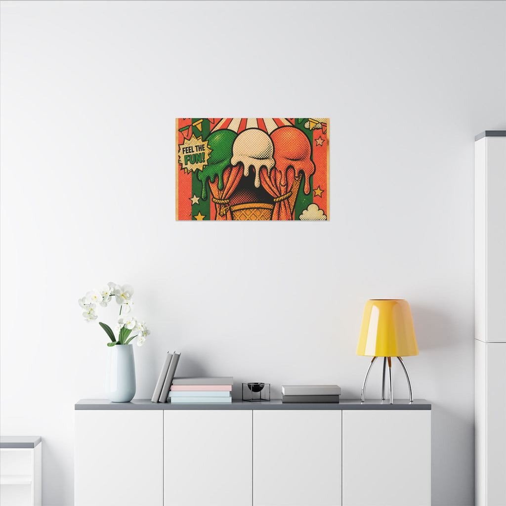 Ice Cream Cone Circus Tent Wall Art Canvas 24×36 Pop Art Restaurant Decor Maximalist Print
