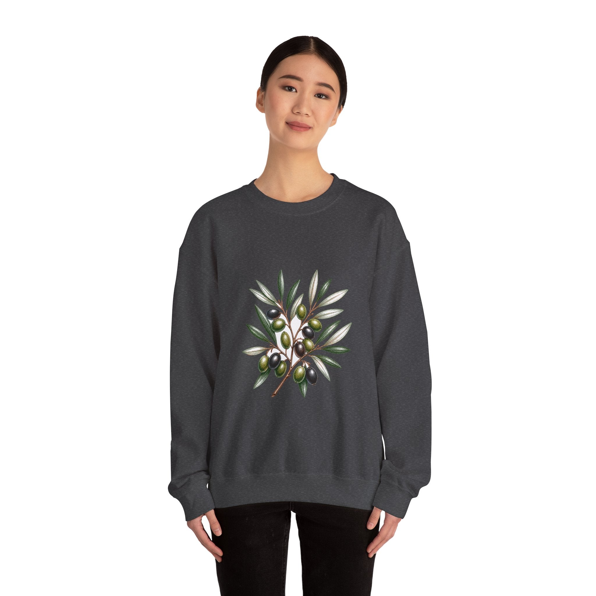 Matching Couple Sweatshirt - Olive Branch & Fig Matching Couple Premium Fleece Sweatshirt Hand-Drawn Art His Hers Anniversary Gift - Design A