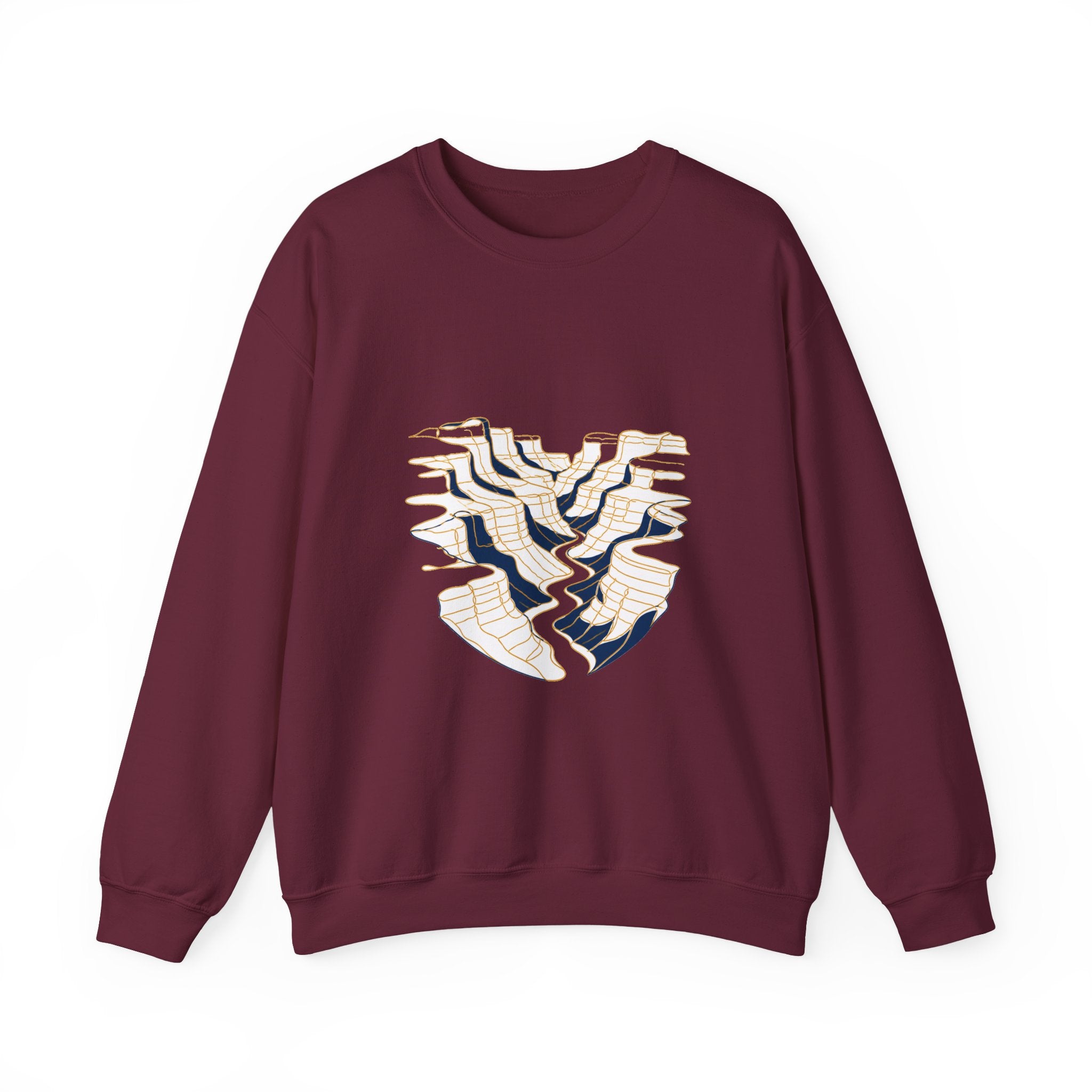 Matching Couple Sweatshirt - Lavender Fields & Canyon Matching Couple Crewneck Sweatshirt Minimalist Art His Hers Valentine Gift - Design B
