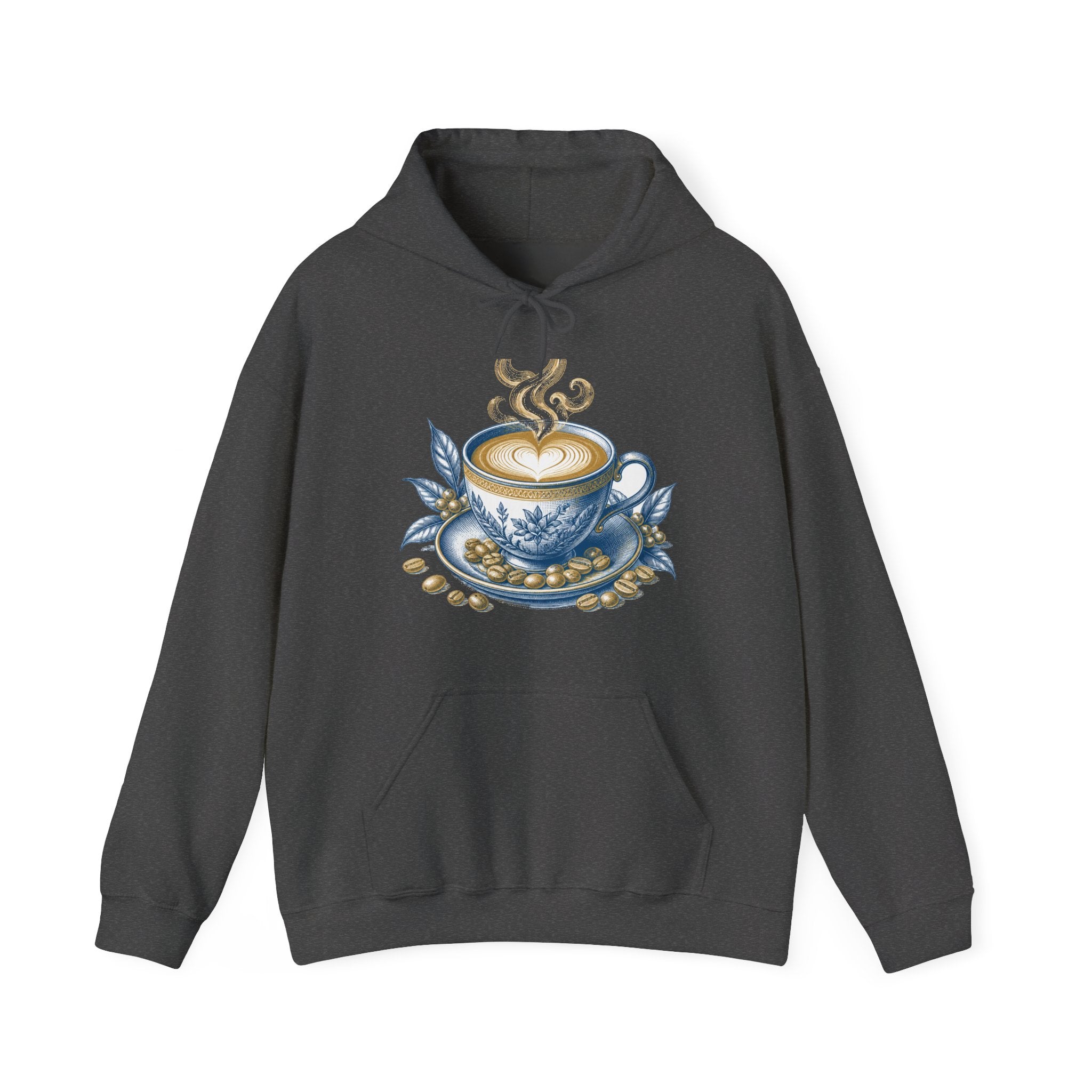 Matching Couple Sweatshirt - Coffee & Tea Matching Couple Hooded Sweatshirt Vintage Art His Hers Wedding Gift - Design A