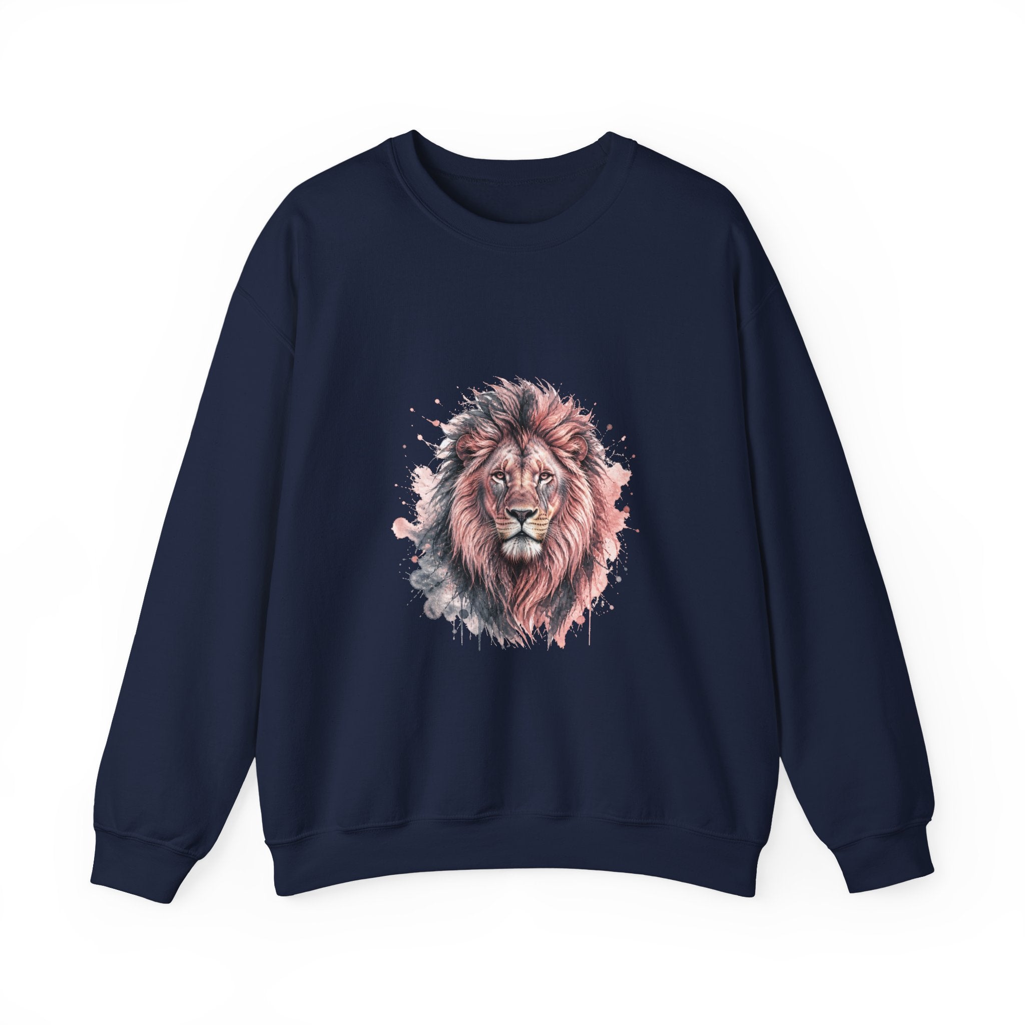 Matching Couple Sweatshirt - Lion & Lamb Matching Couple Crewneck Sweatshirt Watercolor Art His Hers Engagement Gift - Design A