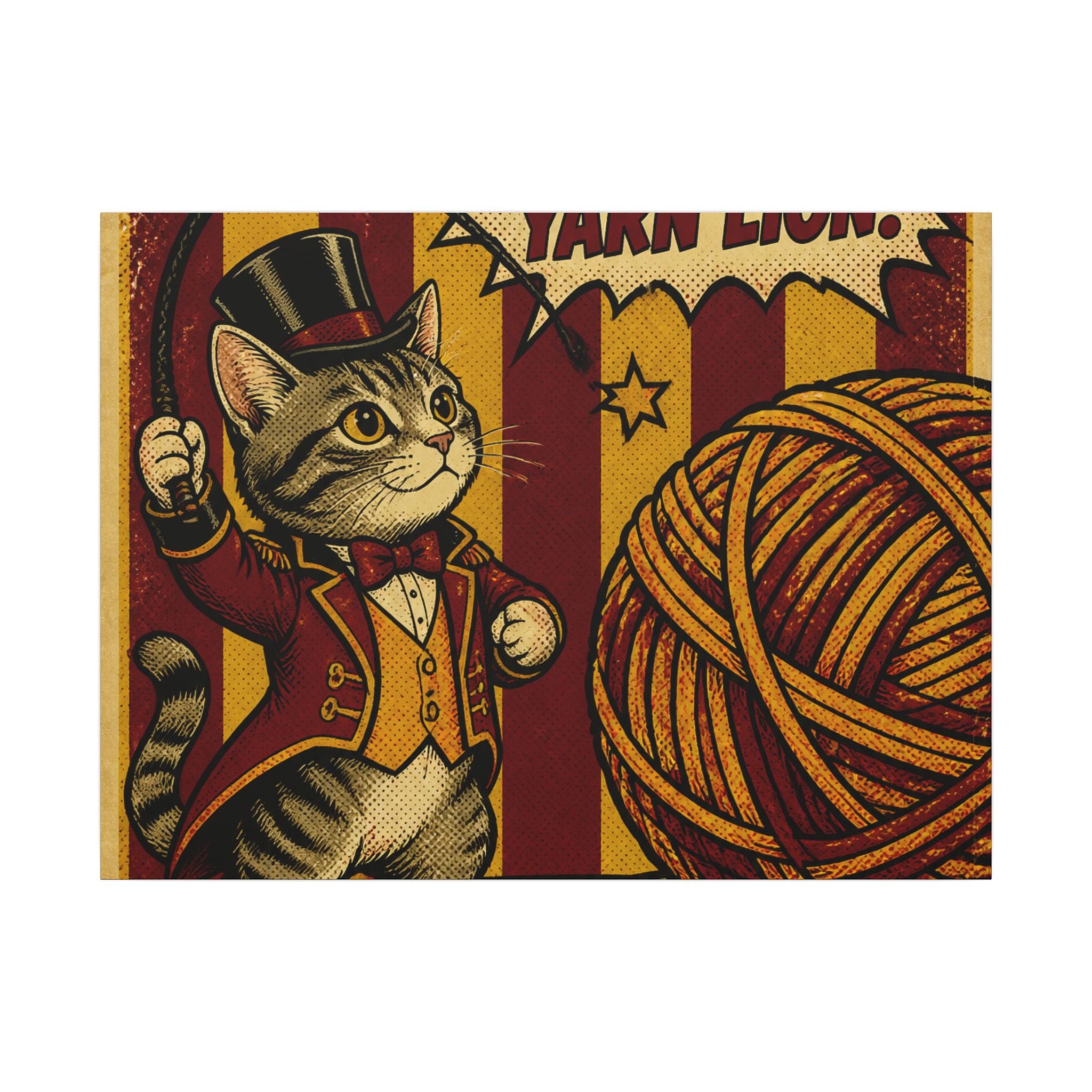 Cat Lion Tamer Wall Art Canvas 24×36 Pop Art Restaurant Decor Maximalist Print
