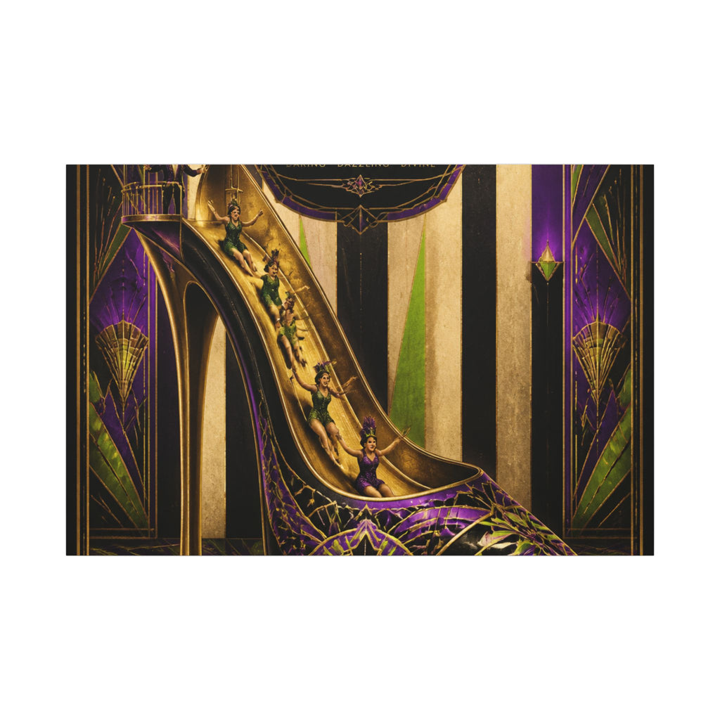 High Heel Slide Wall Art Canvas 24×36 Art Deco Bar Area Decor Maximalist Print