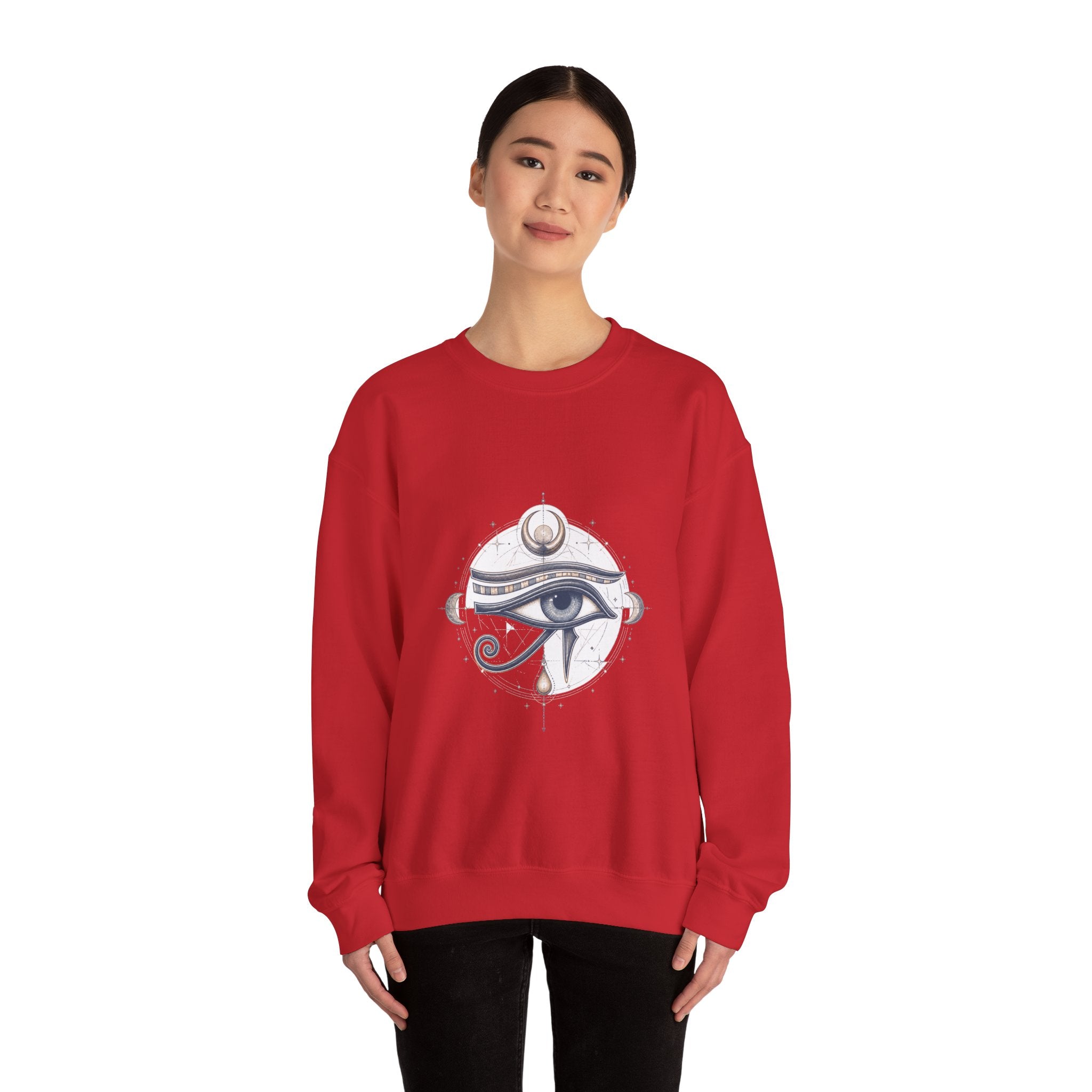 Matching Couple Sweatshirt - Eye of Ra & Horus Matching Couple Crewneck Sweatshirt Hand-Drawn Art His Hers Best Friend Gift - Design B