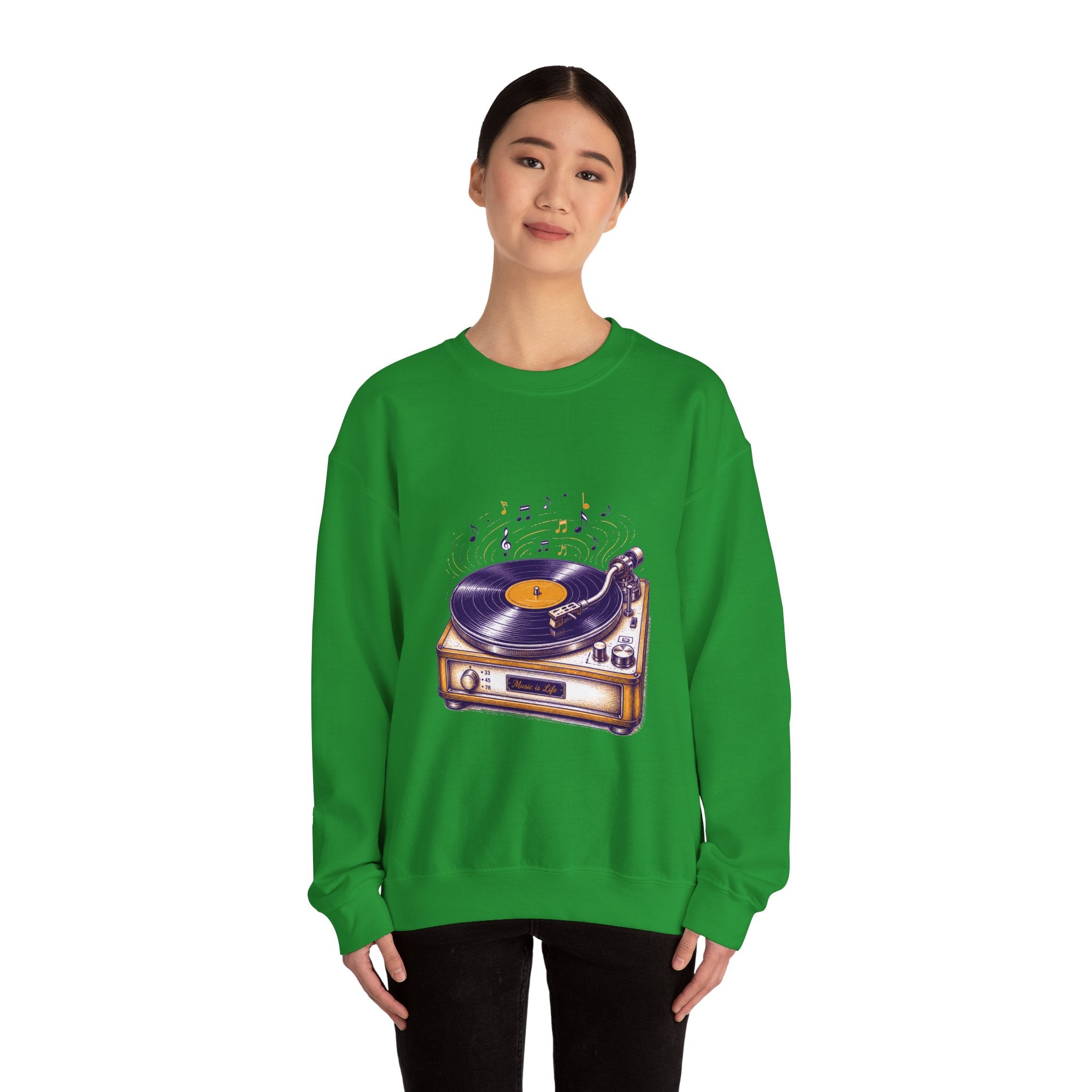 Matching Couple Sweatshirt - Vinyl & Cassette Matching Couple Premium Fleece Sweatshirt Hand-Drawn Art His Hers Anniversary Gift - Design A