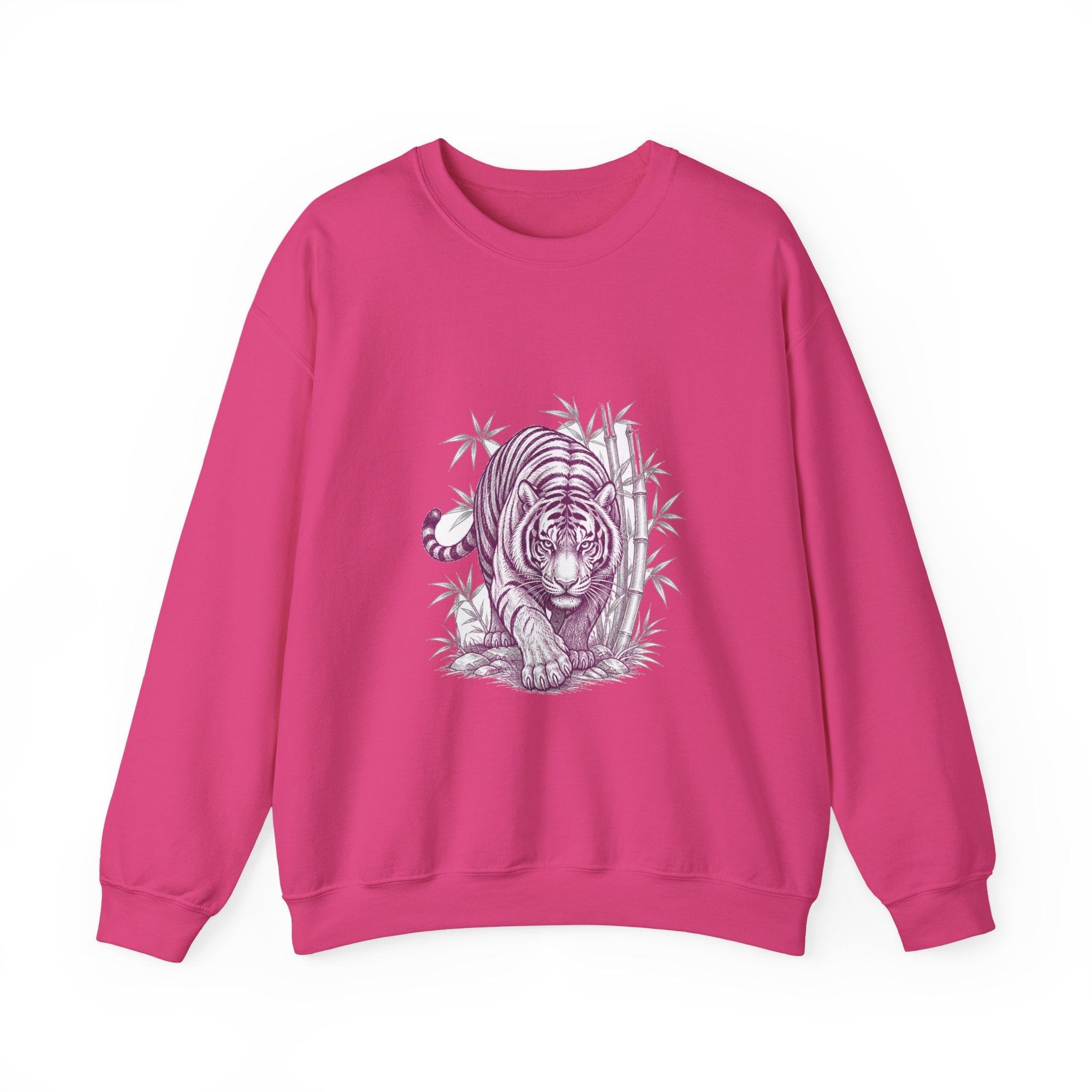 Matching Couple Sweatshirt - Tiger & Crane Matching Couple Crewneck Sweatshirt Hand-Drawn Art His Hers Best Friend Gift - Design A
