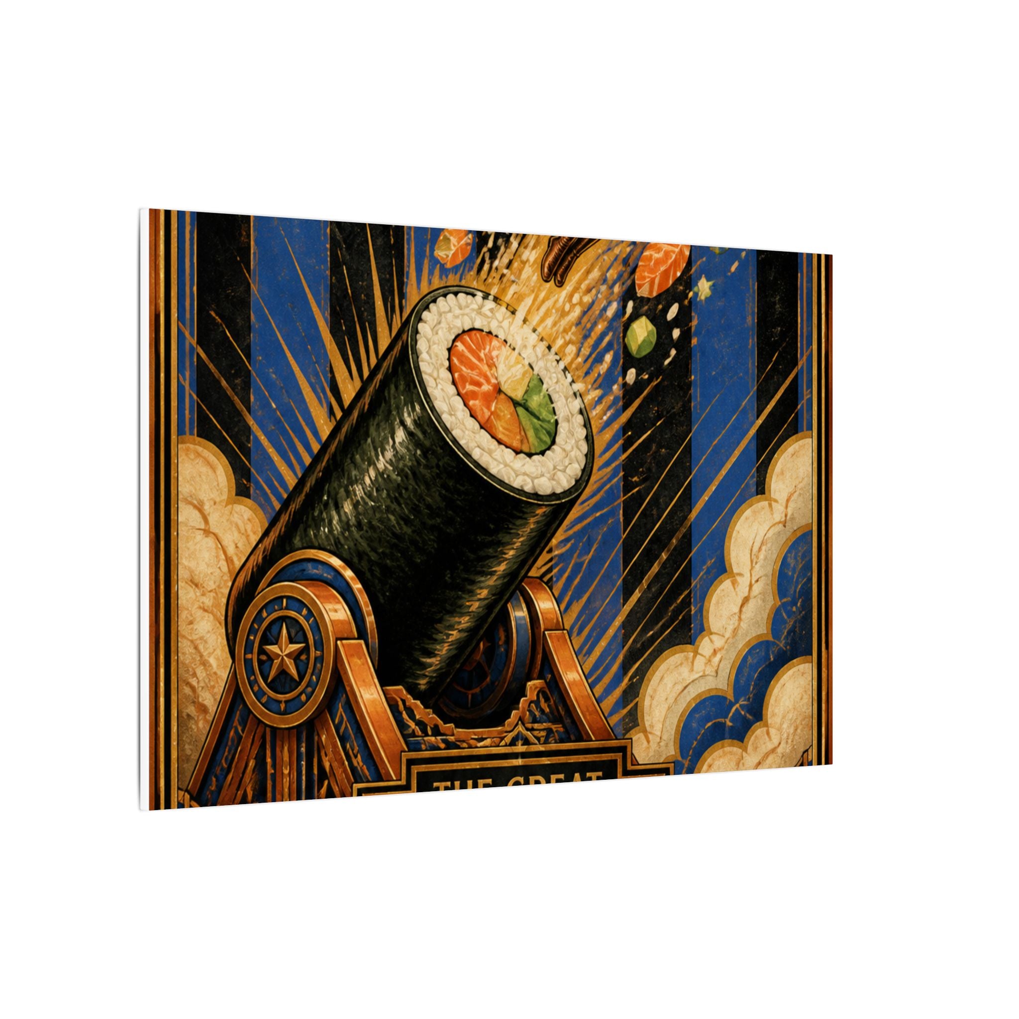 Sushi Roll Cannon Wall Art Canvas 24×36 Art Deco Bar Area Decor Maximalist Print