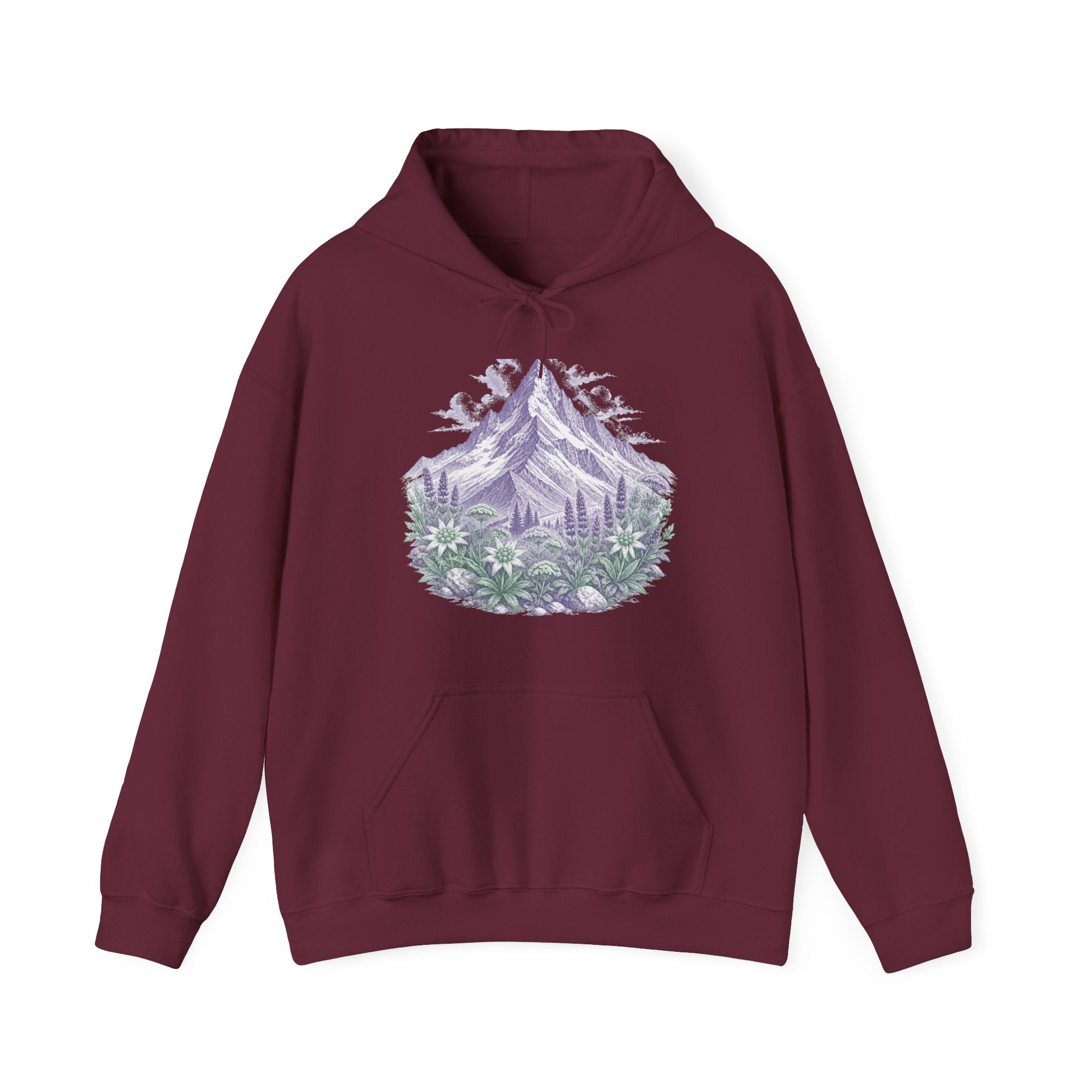 Matching Couple Sweatshirt - Mountain & Ocean Matching Couple Hooded Sweatshirt Vintage Art His Hers Wedding Gift - Design A