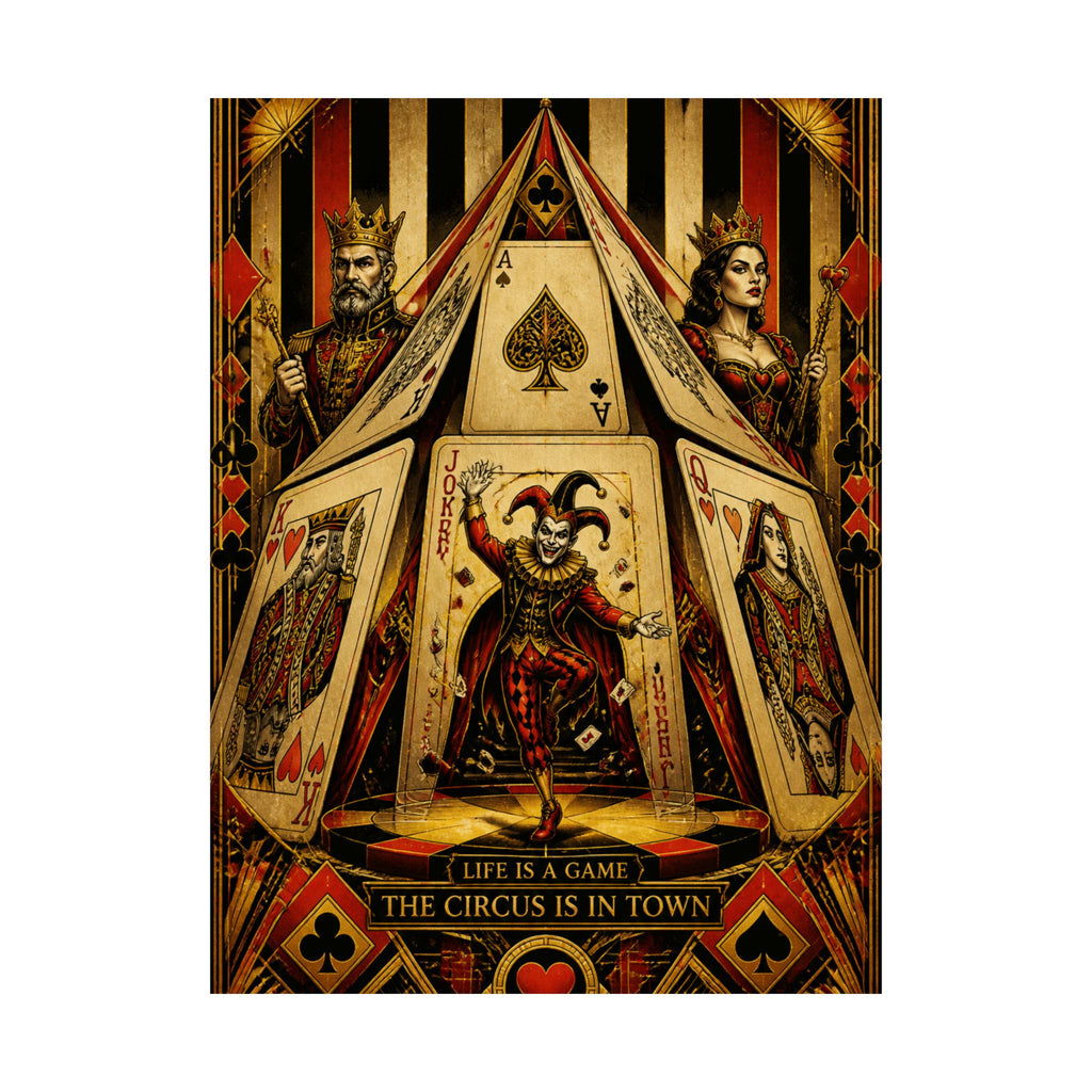 Playing Cards Tent Wall Art Poster 24×36 Art Deco Bar Area Decor Maximalist Print