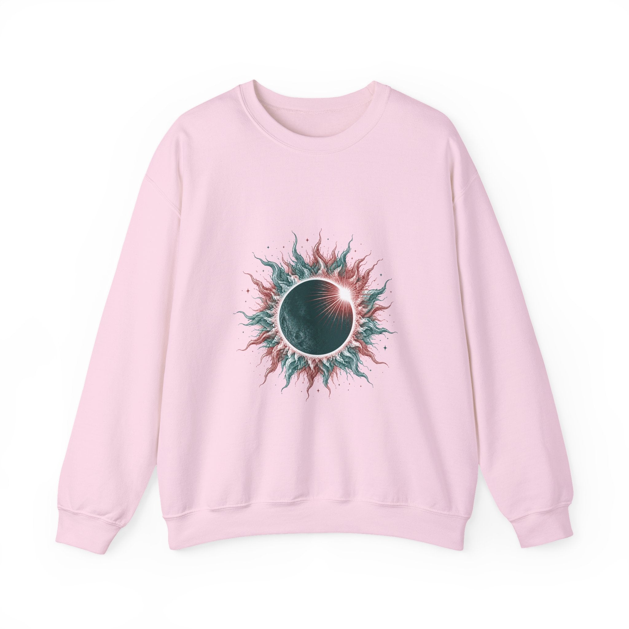 Matching Couple Sweatshirt - Solar & Lunar Eclipse Matching Couple Premium Fleece Sweatshirt Hand-Drawn Art His Hers Anniversary Gift - Design A