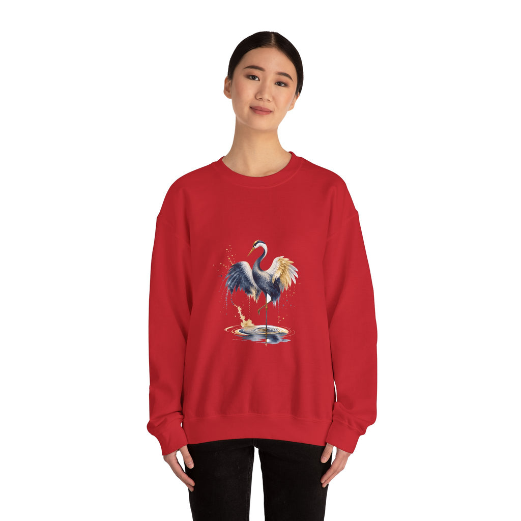 Matching Couple Sweatshirt - Tiger & Crane Matching Couple Crewneck Sweatshirt Watercolor Art His Hers Engagement Gift - Design B