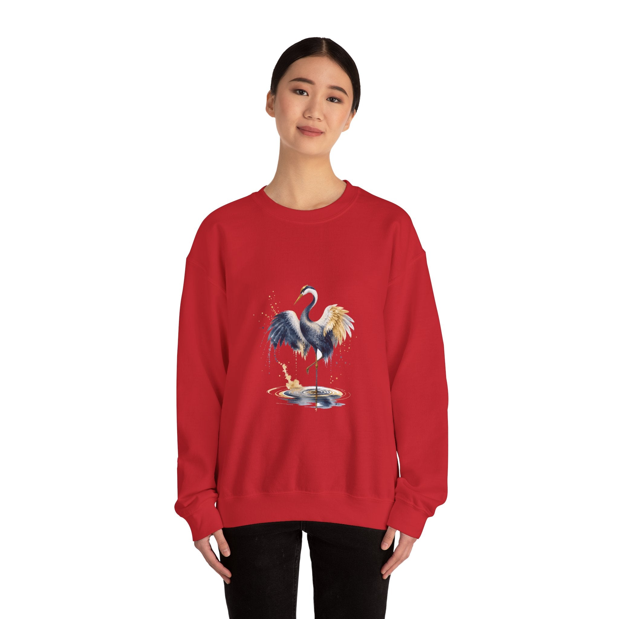 Matching Couple Sweatshirt - Tiger & Crane Matching Couple Crewneck Sweatshirt Watercolor Art His Hers Engagement Gift - Design B