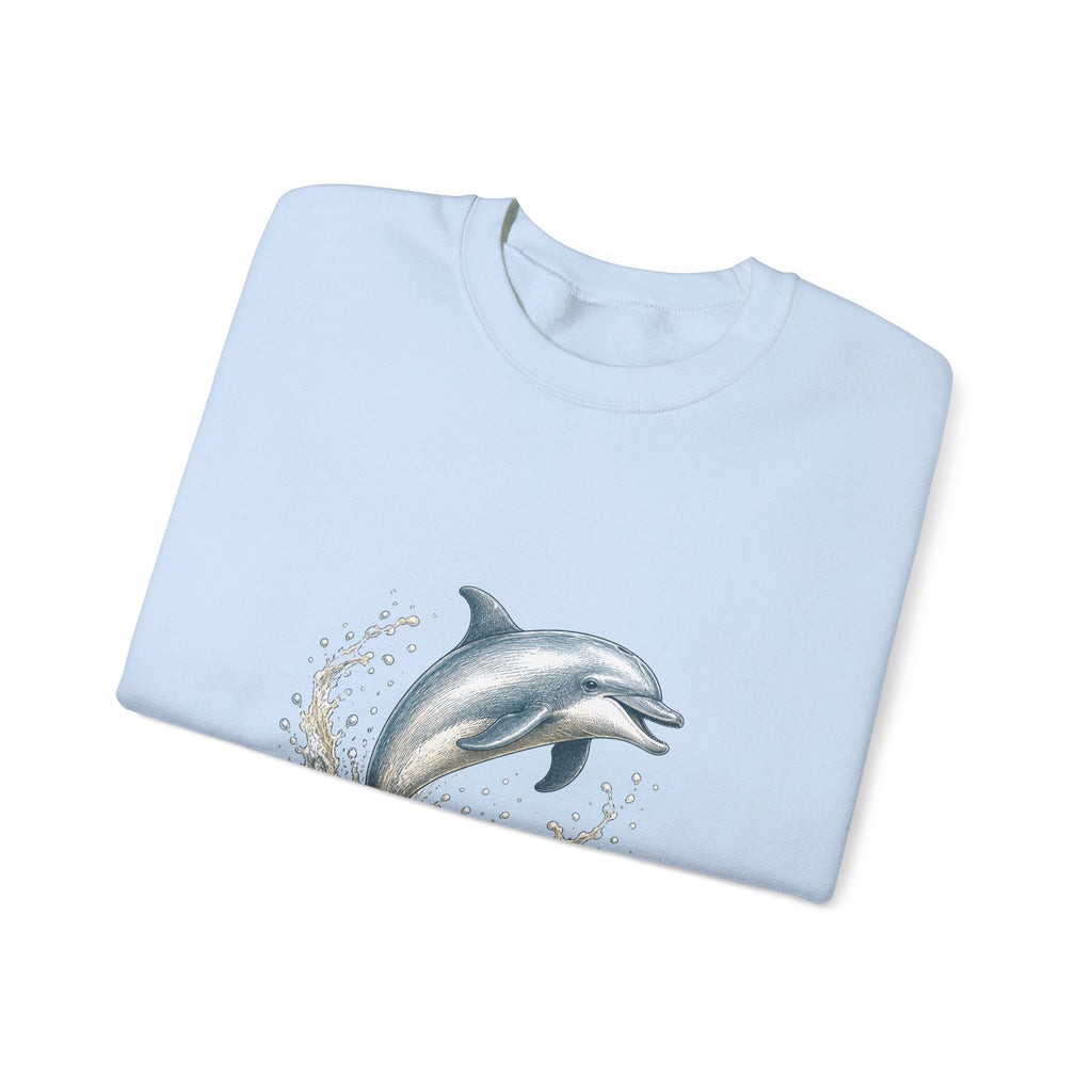 Matching Couple Sweatshirt - Shark & Dolphin Matching Couple Premium Fleece Sweatshirt Hand-Drawn Art His Hers Anniversary Gift - Design B
