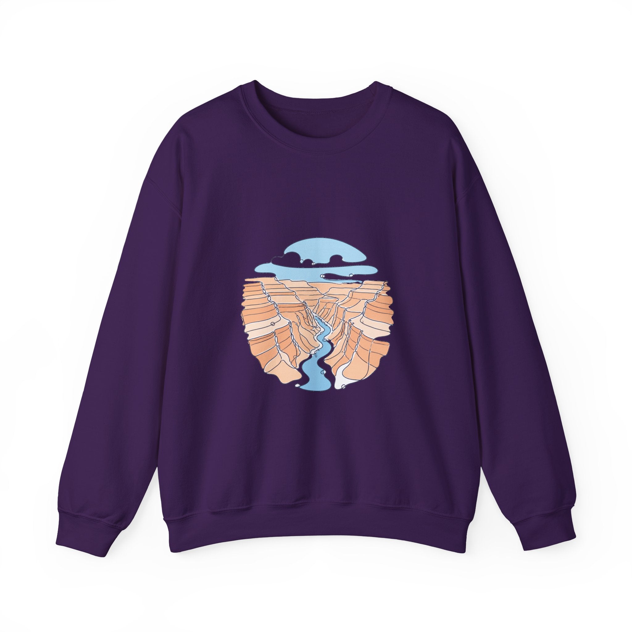 Matching Couple Sweatshirt - Lavender Fields & Canyon Matching Couple Comfort Colors Crew Minimalist Art His Hers Christmas Gift - Design B