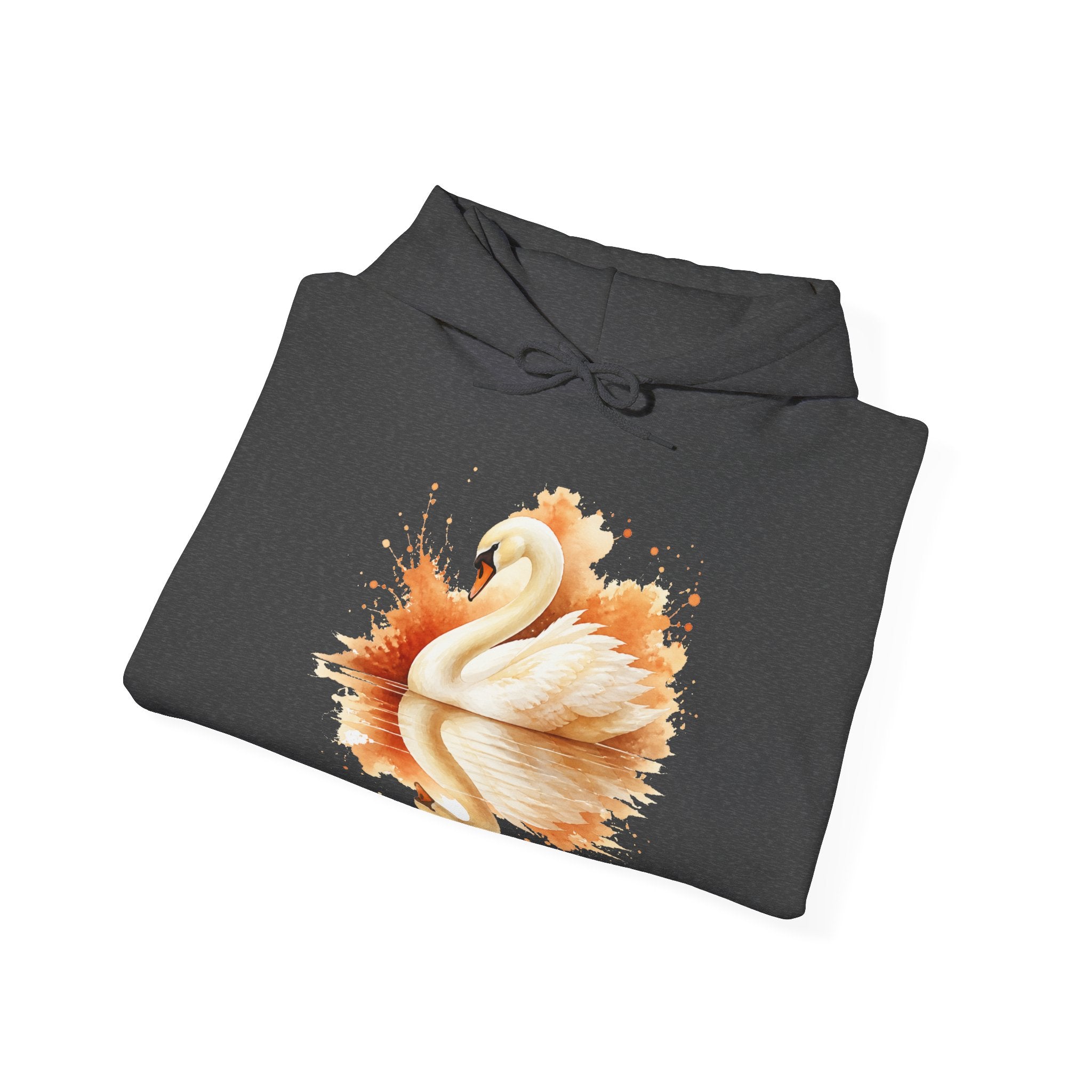 Matching Couple Sweatshirt - Raven & Swan Matching Couple Hooded Sweatshirt Watercolor Art His Hers Engagement Gift - Design B