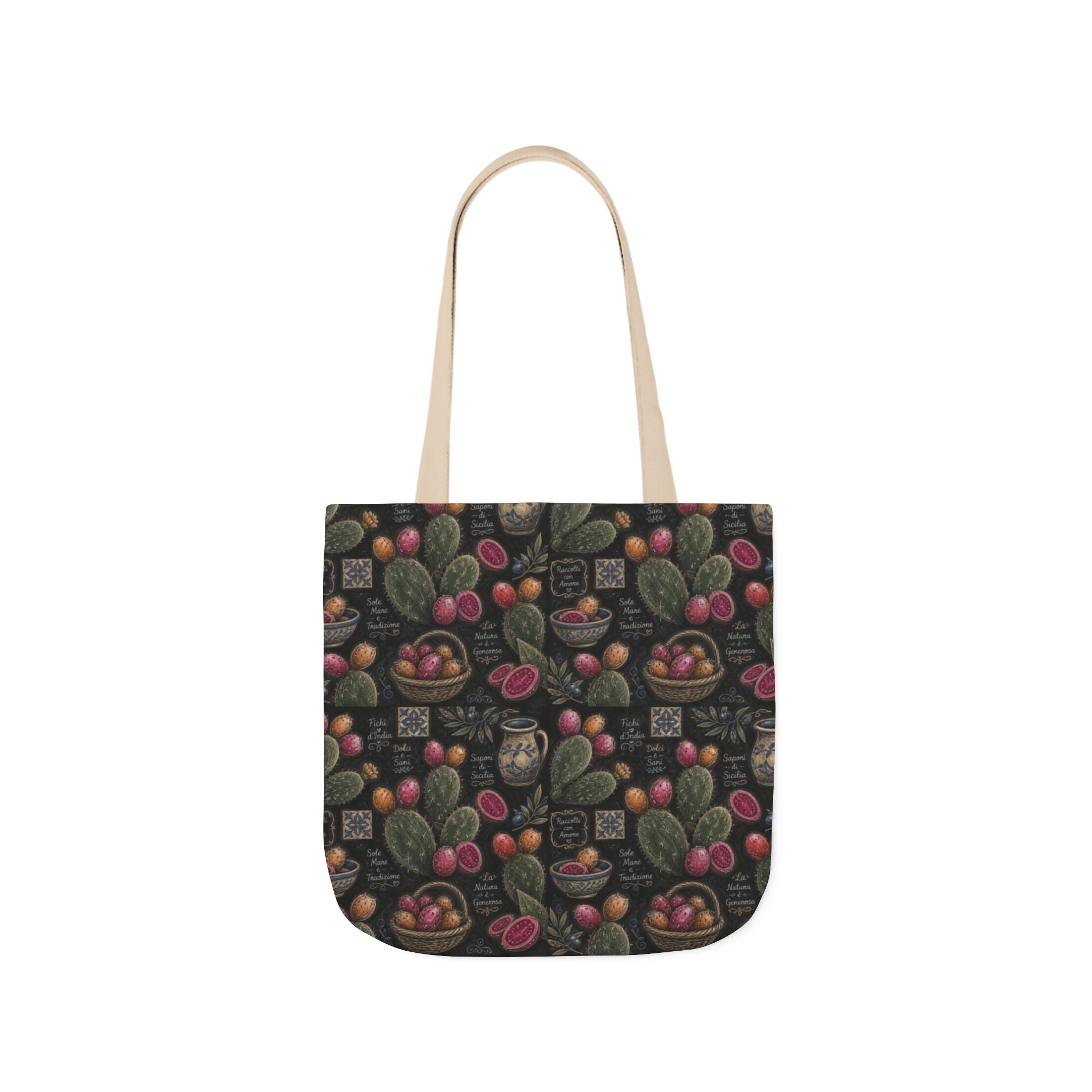 Prickly Pear Cactus Fruit Canvas Tote Bag Mediterranean Kitchen Chalk Art Design Italian Cottagecore Gift